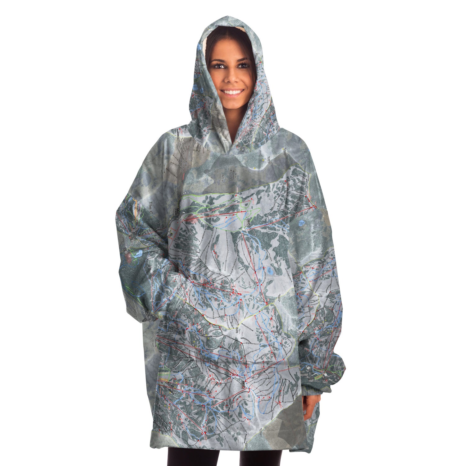 The Cottonwoods, Utah Ski Trail Map - Snug Hoodie