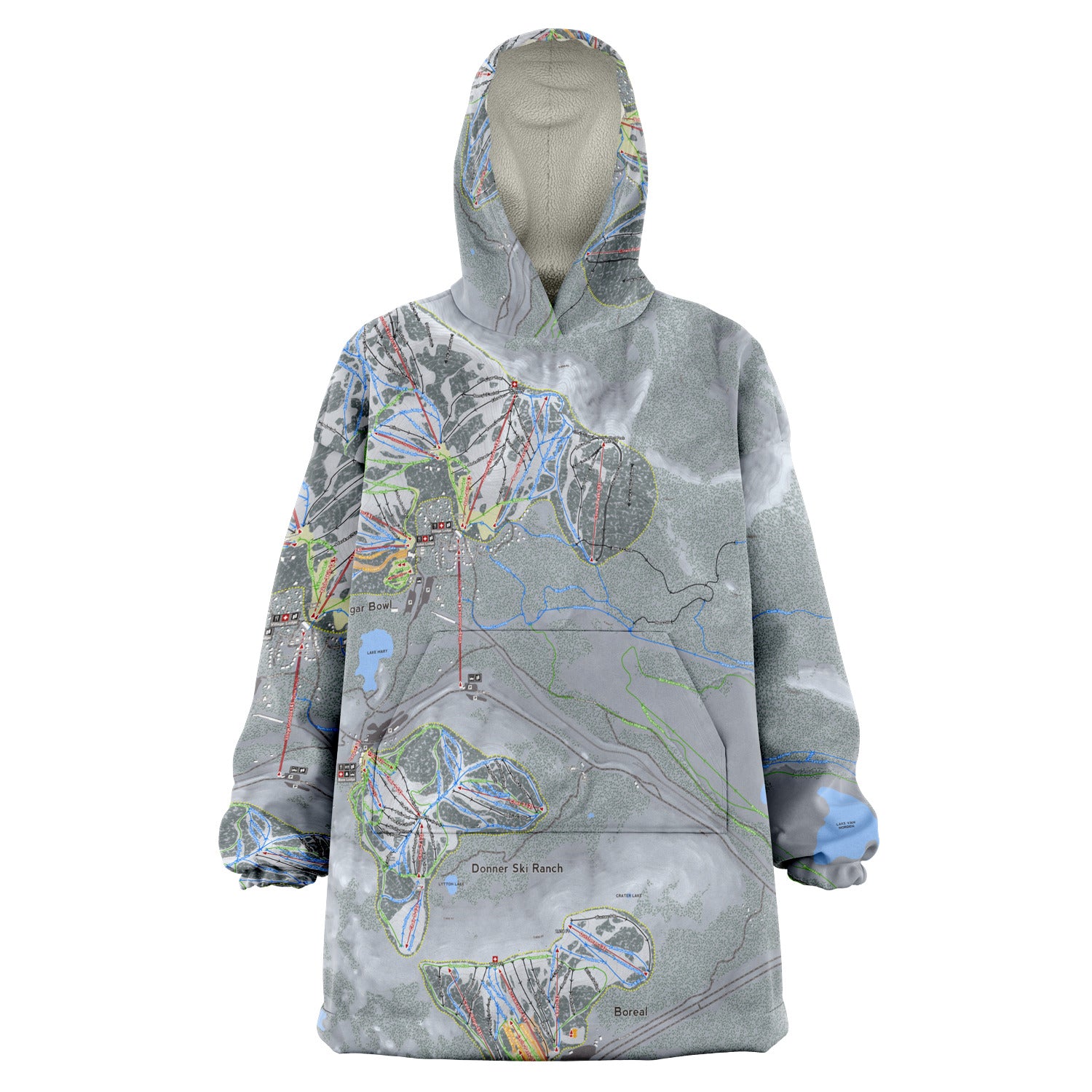 Donner Pass, California Ski Trail Map - Snug Hoodie