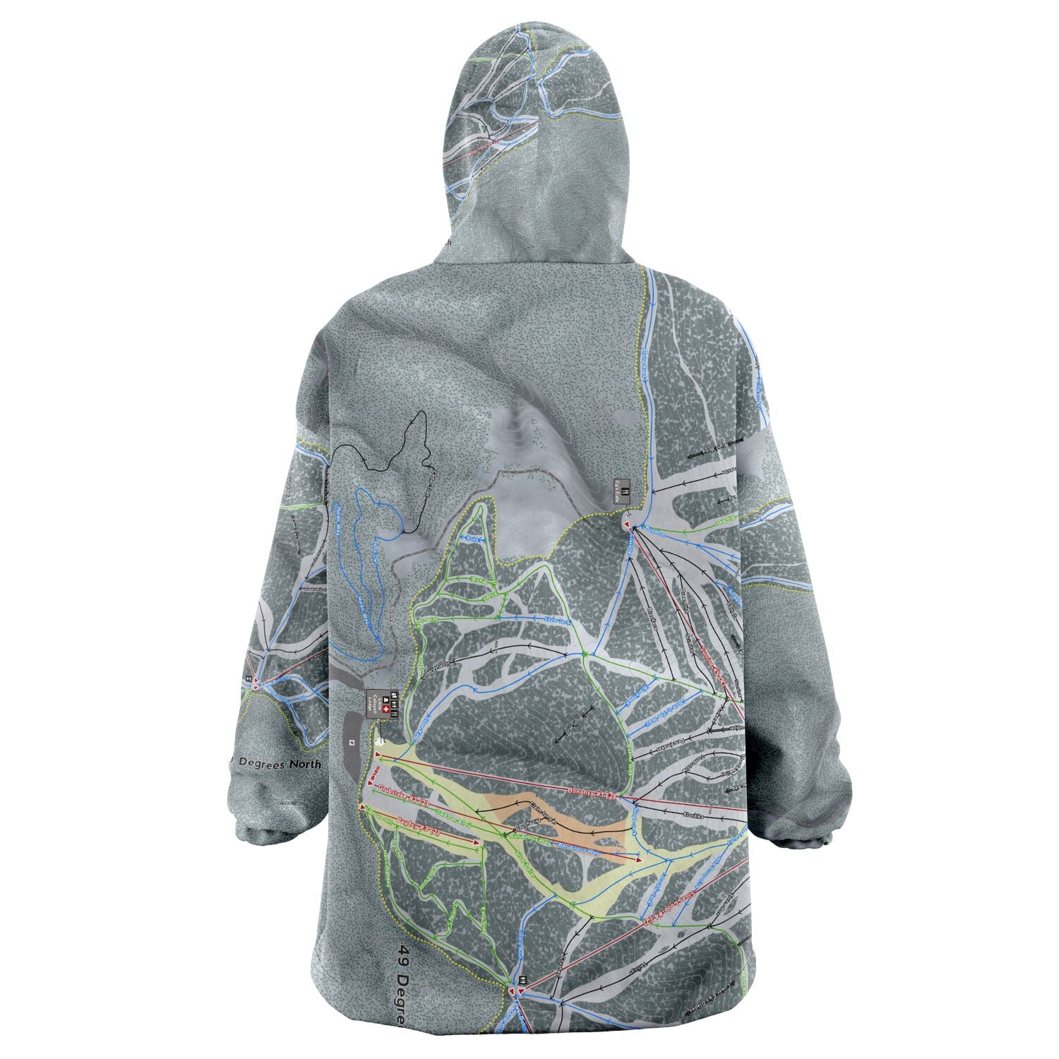 49 Degrees North, Washington Ski Trail Map - Snug Hoodie