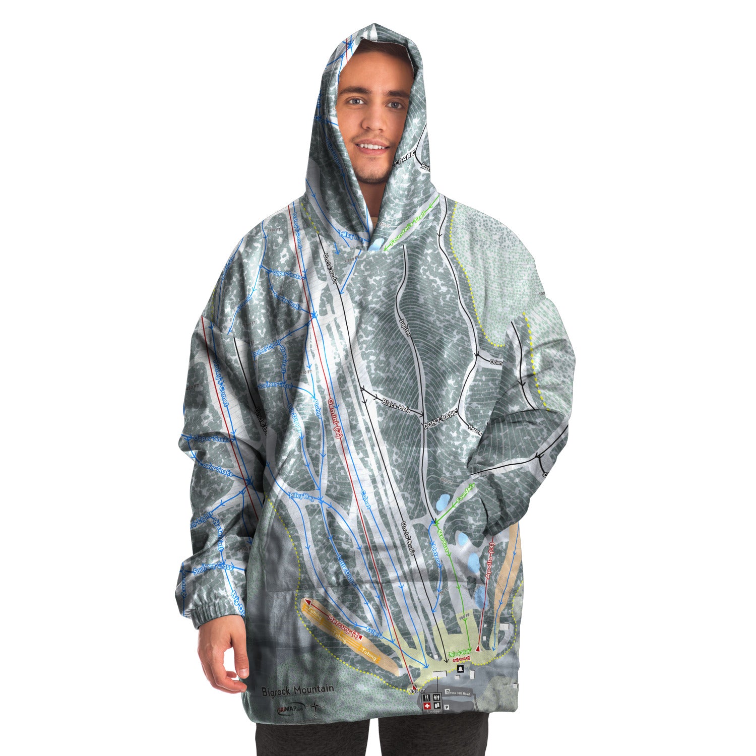 Big Rock Mountain, Maine Ski Trail Map - Snug Hoodie