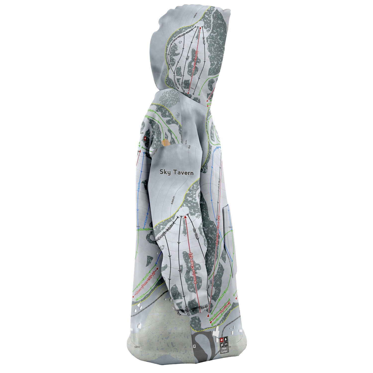 Sky Tavern, Nevada Ski Trail Map - Snug Hoodie