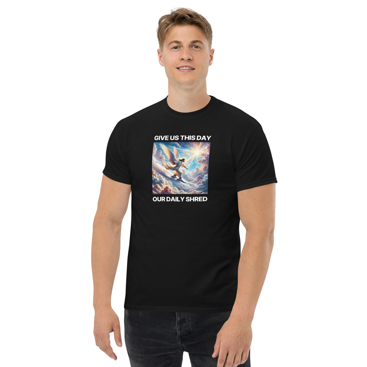 Give Us This Day Our Daily Shred (Skiing) Men&#39;s classic tee