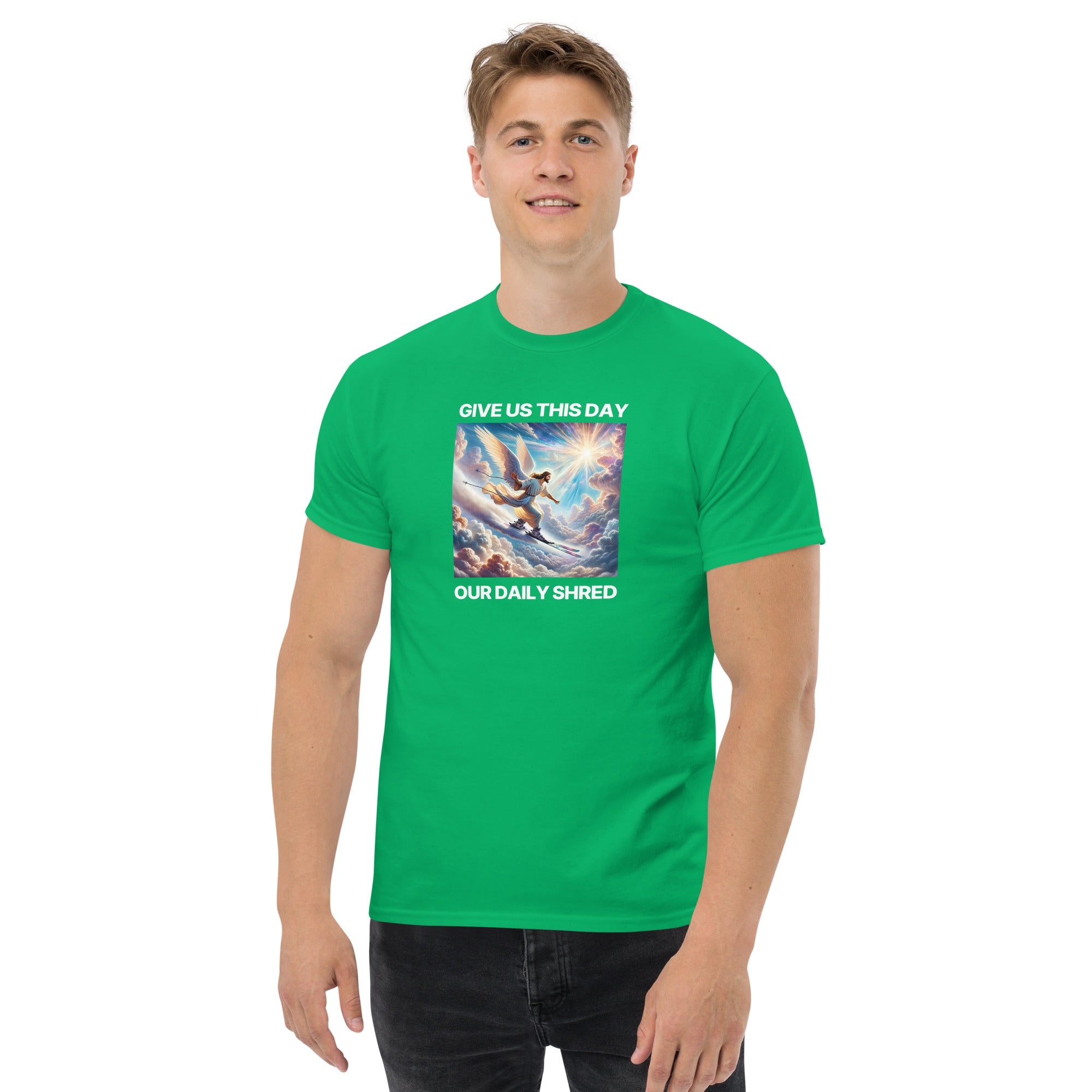 Give Us This Day Our Daily Shred (Skiing) Men's classic tee