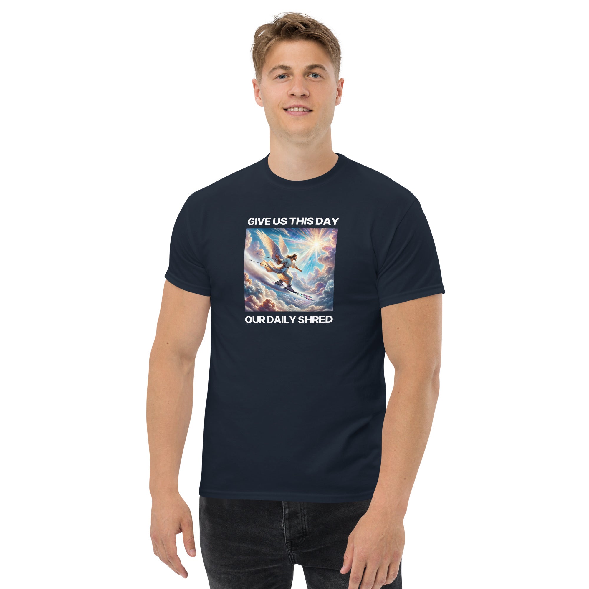 Give Us This Day Our Daily Shred (Skiing) Men's classic tee