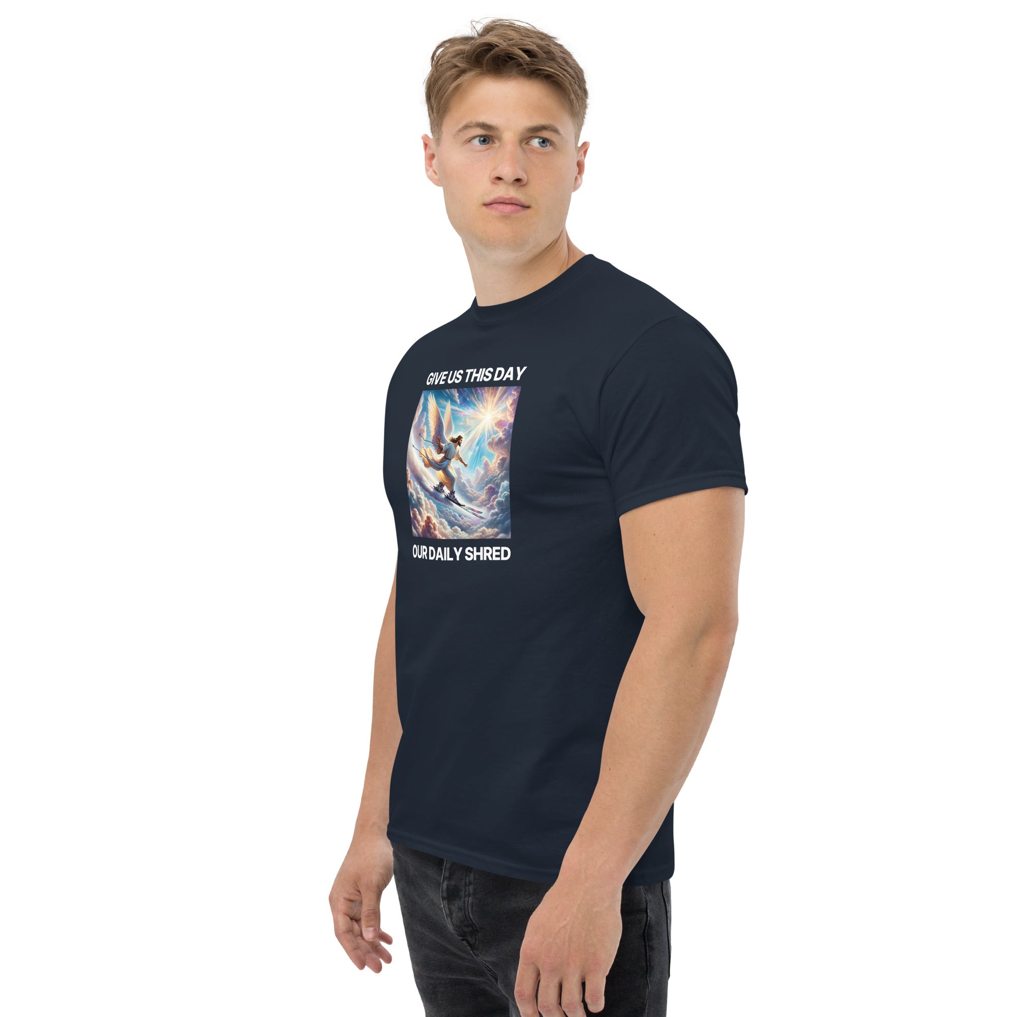 Give Us This Day Our Daily Shred (Skiing) Men's classic tee