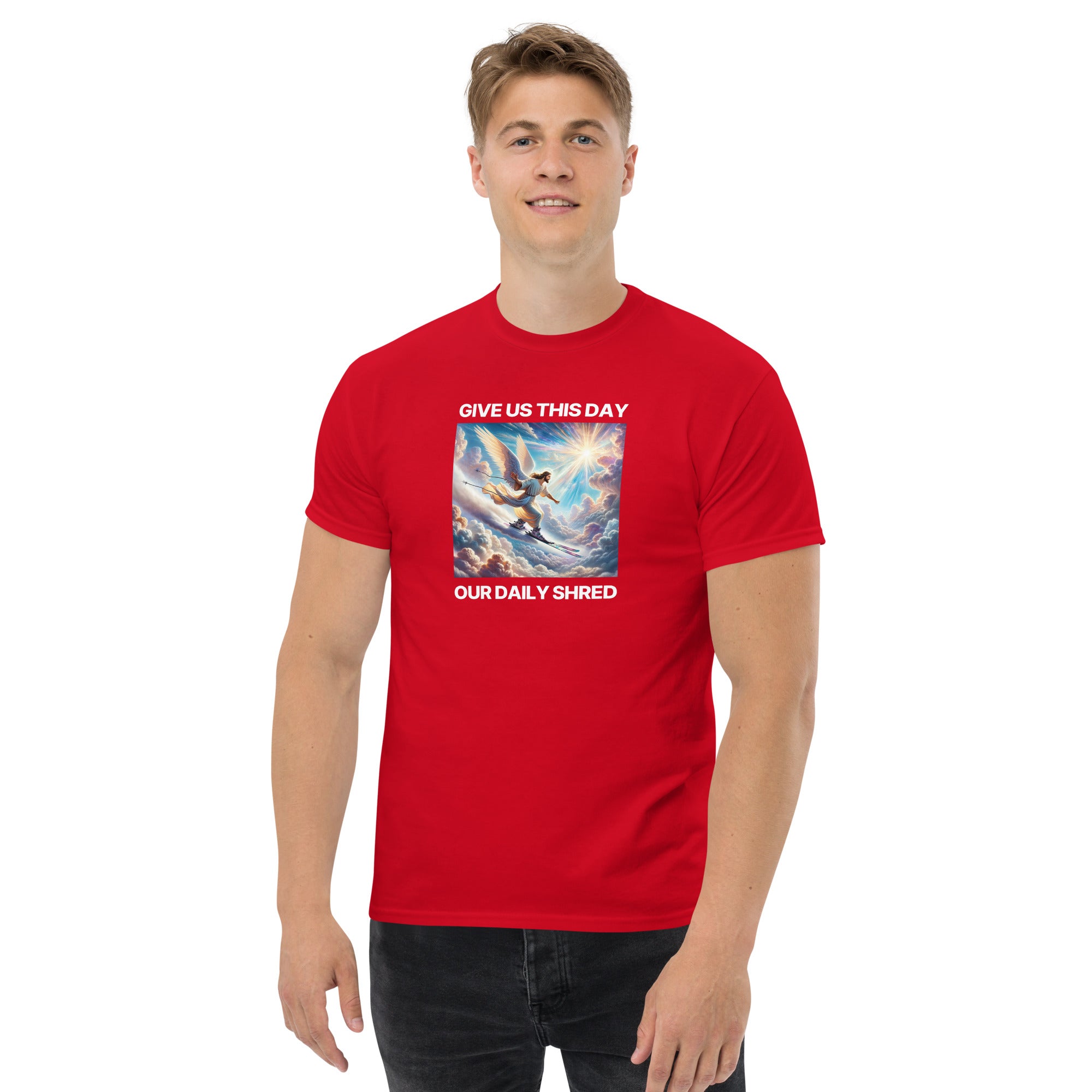 Give Us This Day Our Daily Shred (Skiing) Men's classic tee