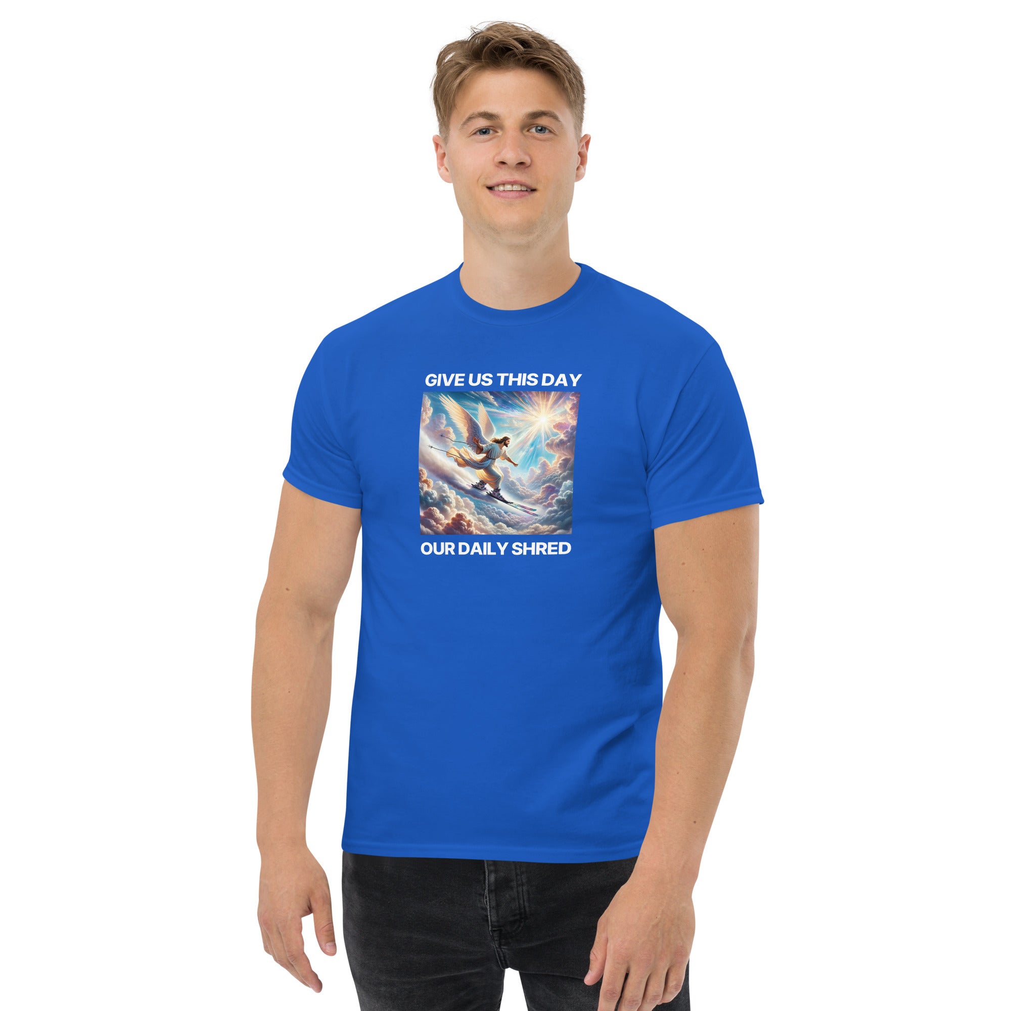 Give Us This Day Our Daily Shred (Skiing) Men's classic tee