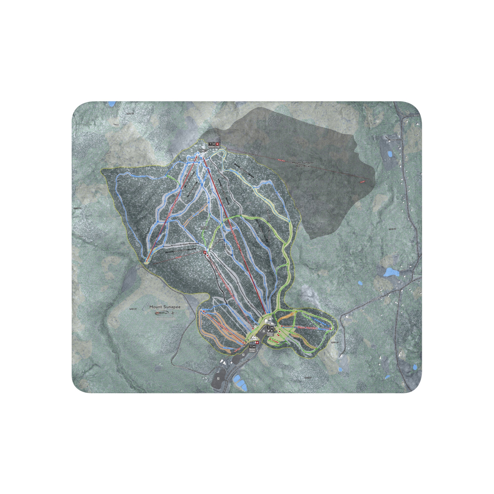 Mount Sunapee, New Hampshire Ski Resort Map blanket