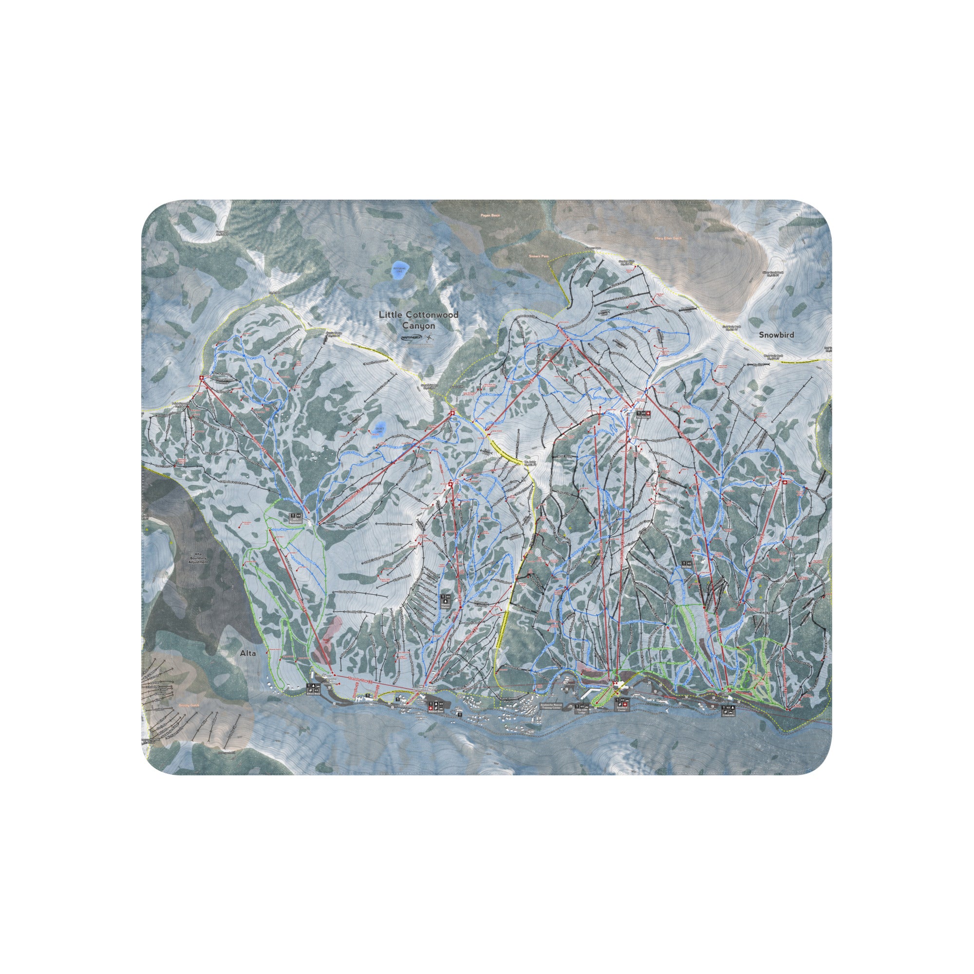 Little Cottonwood Canyon, Utah Ski Resort Map Blanket