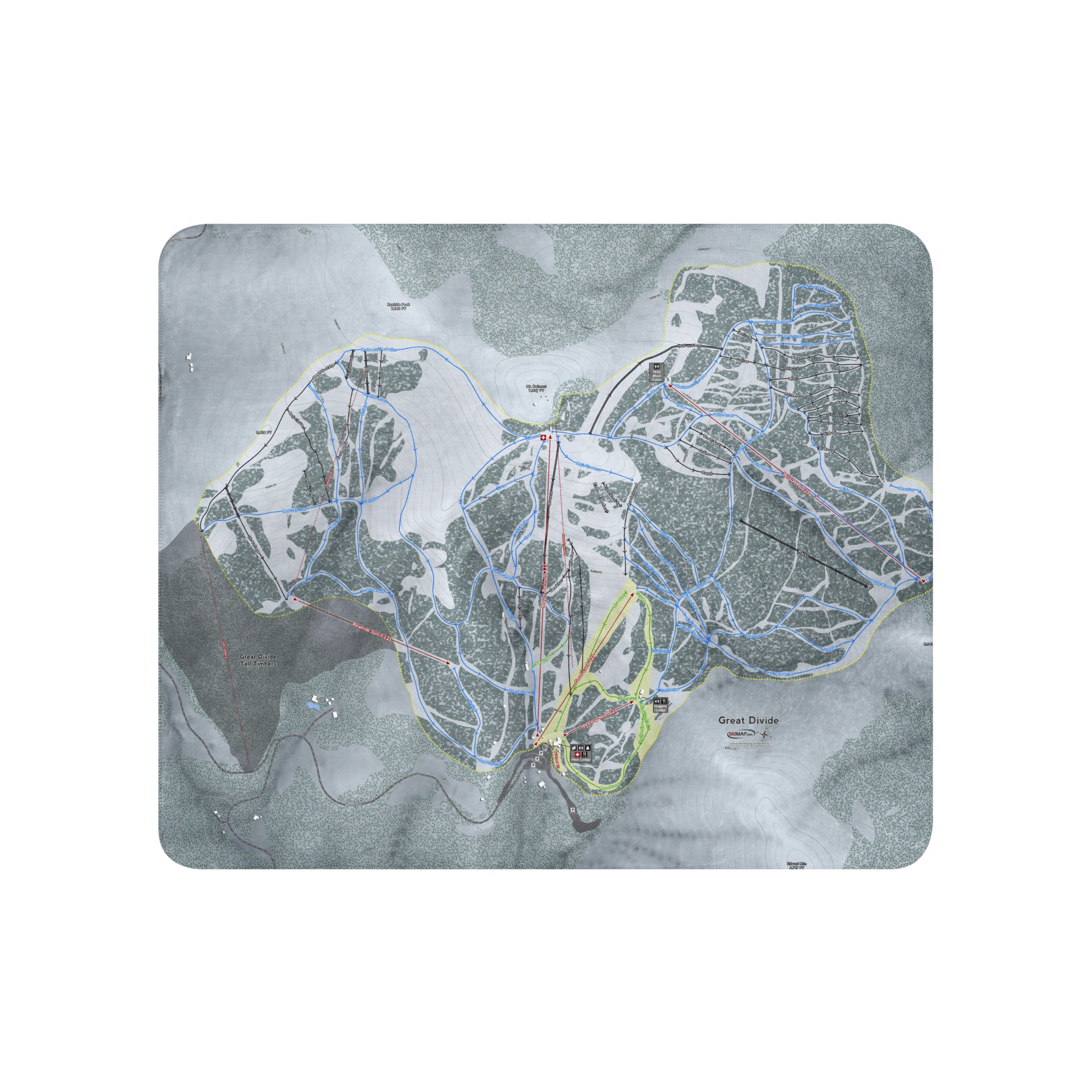 GREAT DIVIDE, MONTANA SKI RESORT MAP BLANKET