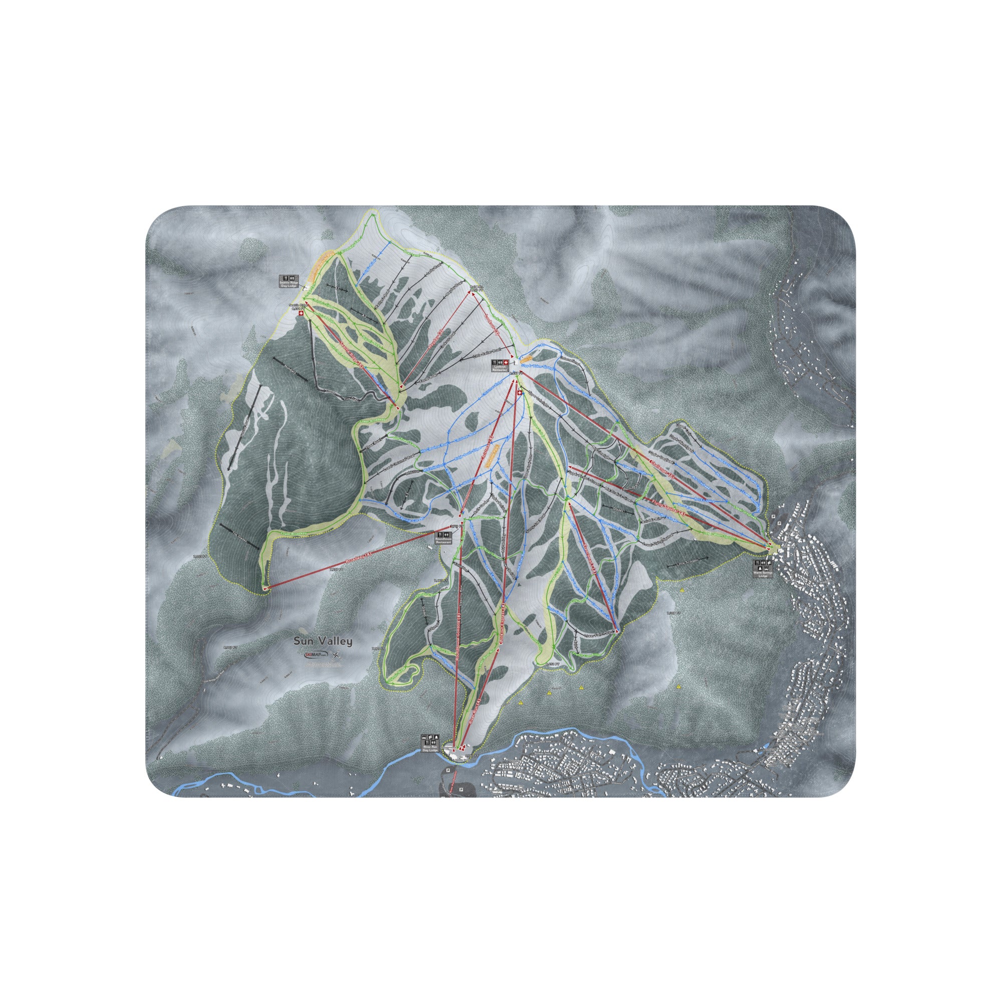 SUN VALLEY, IDAHO SKI RESORT MAP BLANKET