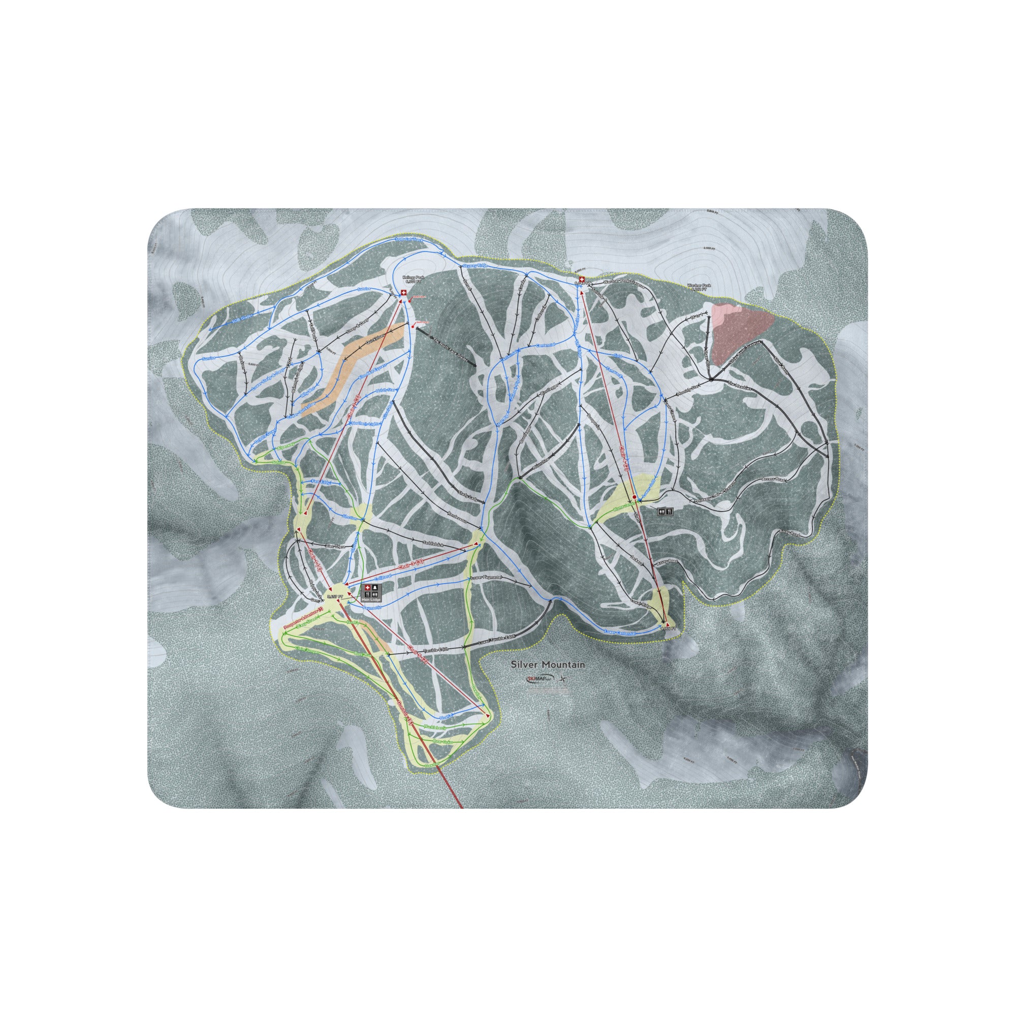 Silver Mountain, Idaho Ski Resort Map Blanket