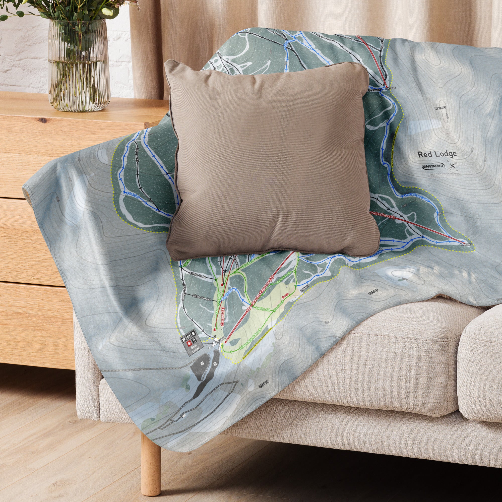 RED LODGE, MONTANA SKI RESORT MAP BLANKET