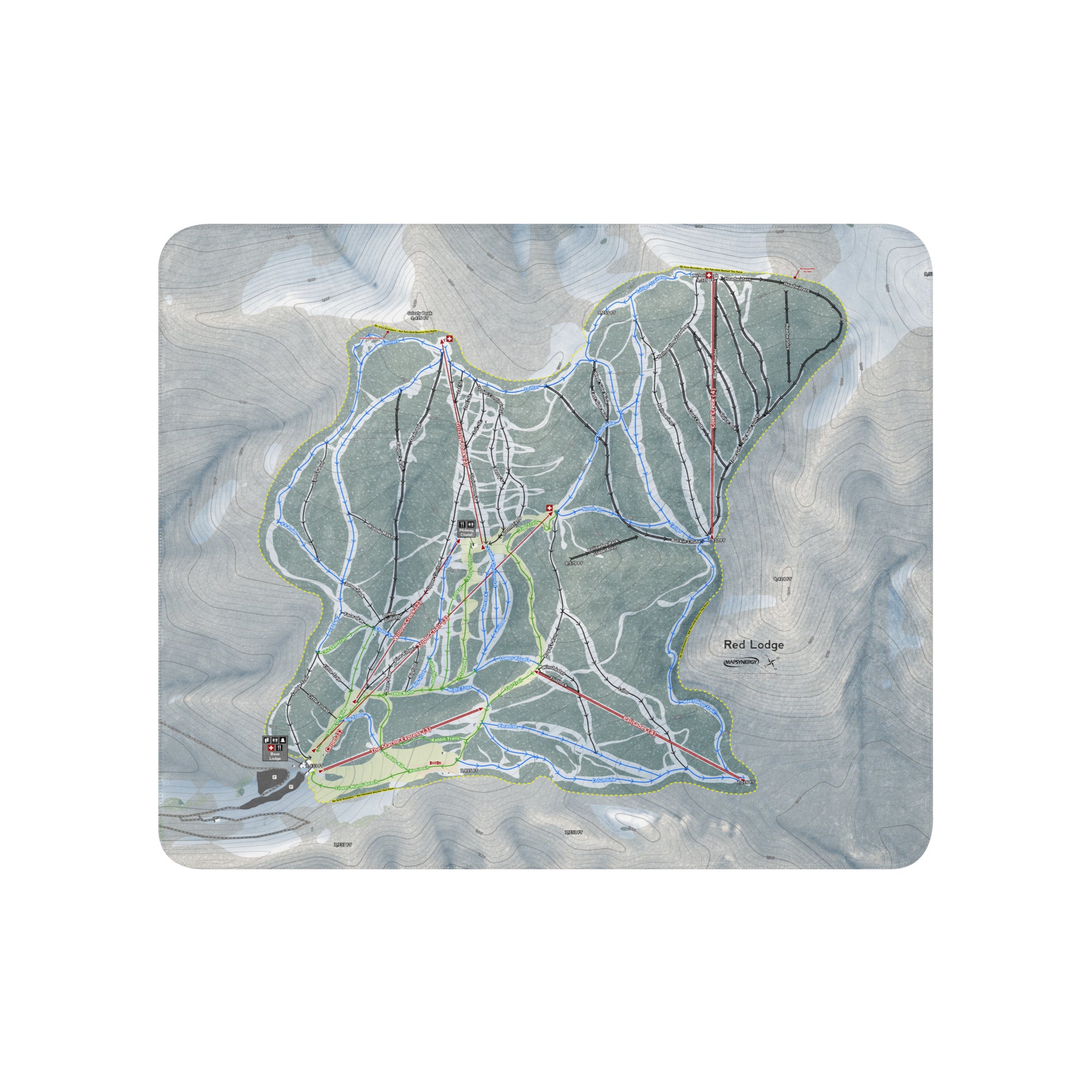 RED LODGE, MONTANA SKI RESORT MAP BLANKET