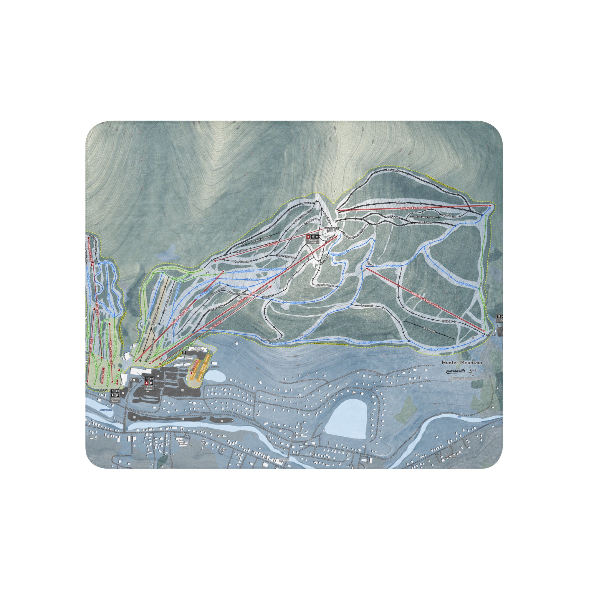 HUNTER MOUNTAIN, NEW YORK SKI RESORT MAP BLANKET