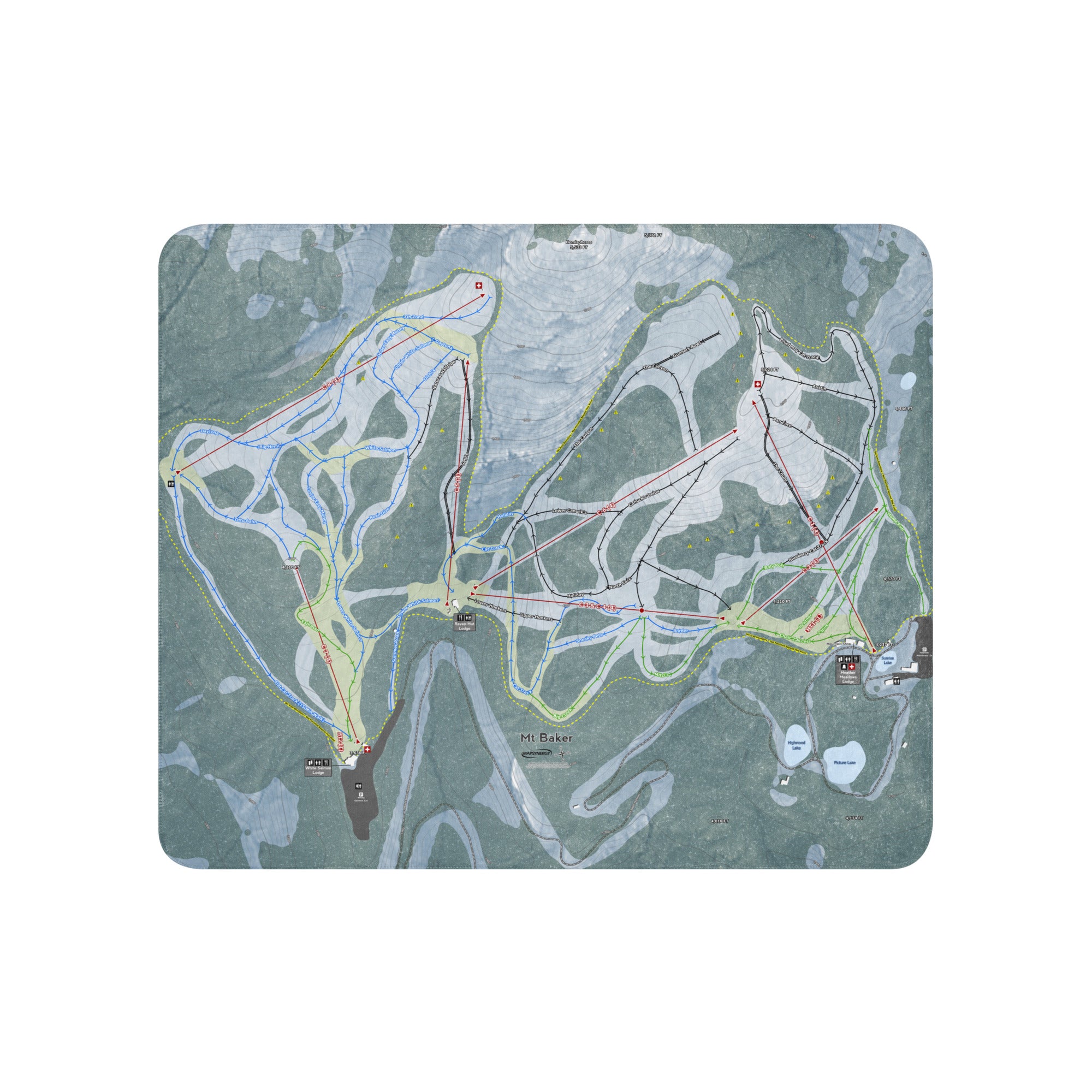 Mt. Baker, Washington Ski Resort Map Blanket