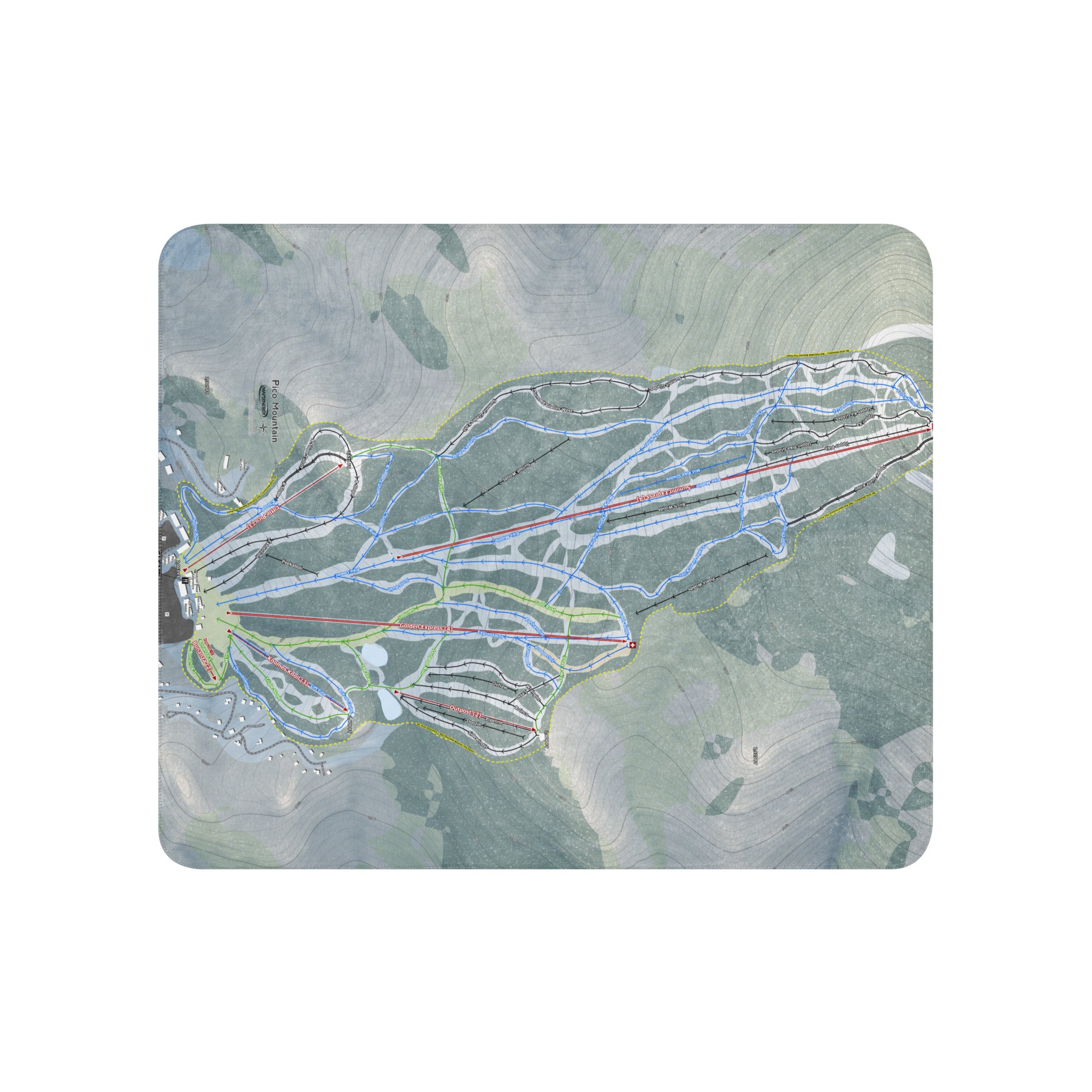 Pico Mountain, Vermont Ski resort Map Blanket