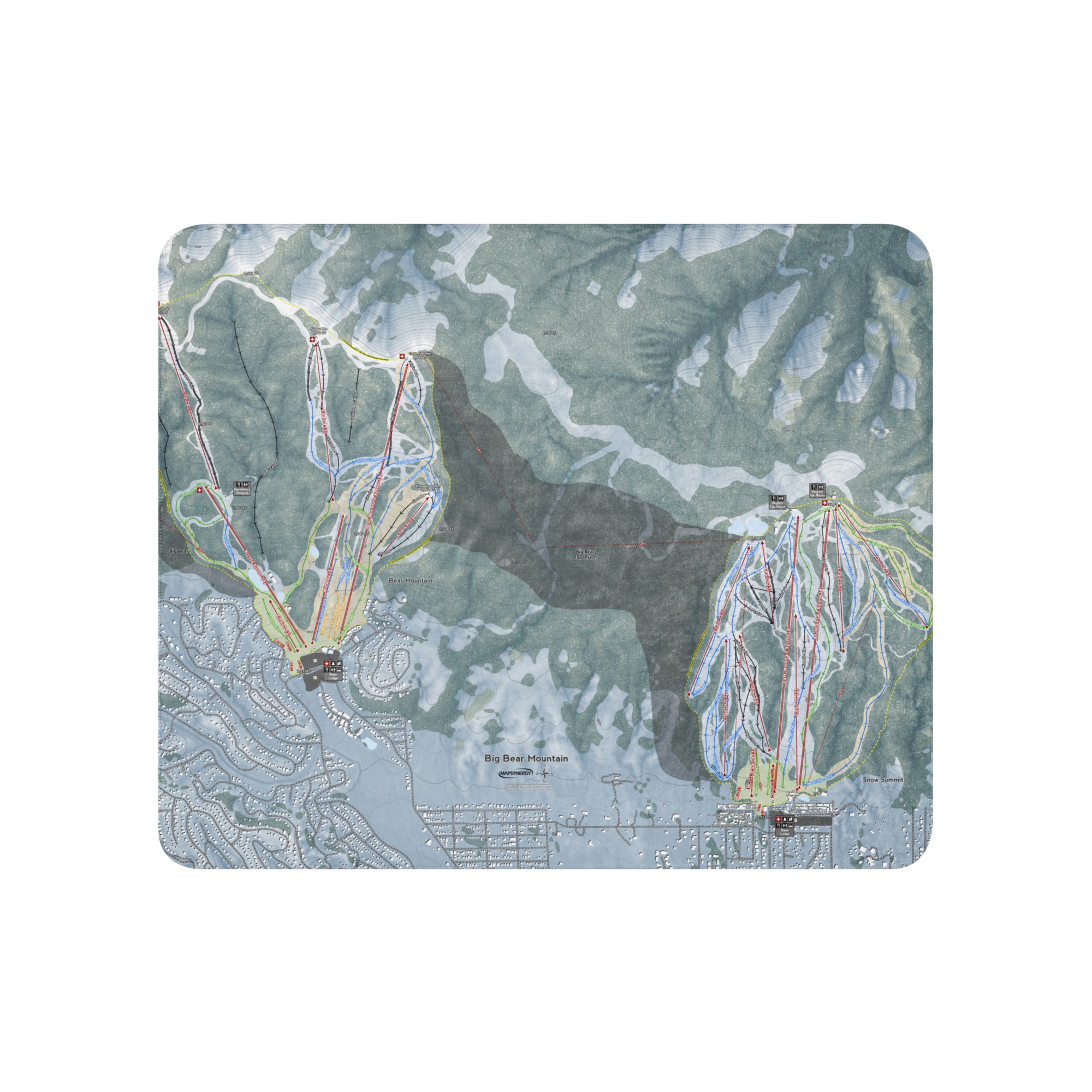 Big Bear Mountain, California Ski Resort Map Blanket