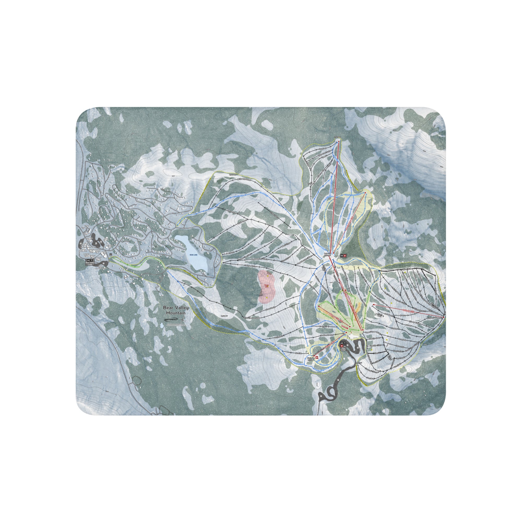 Bear Valley Mountain, California Ski Resort Map Blanket