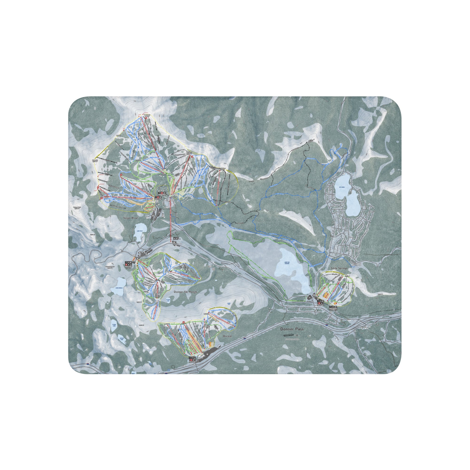 Donner Pass, California Ski Resort Map Blanket