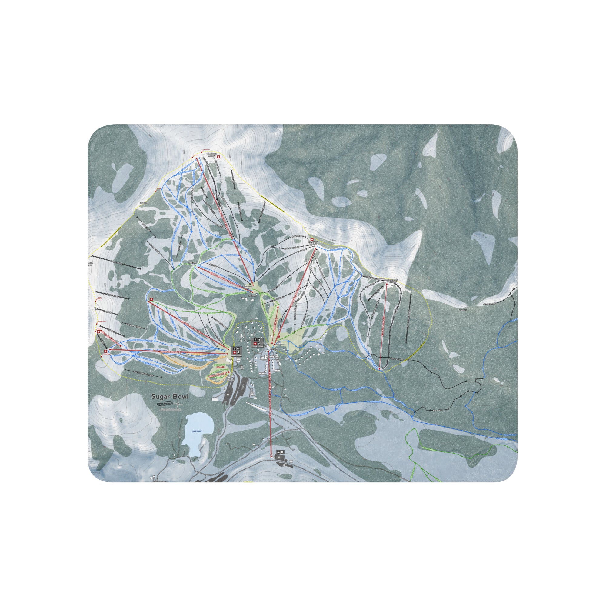 Sugar Bowl, California Ski Resort Map Blanket