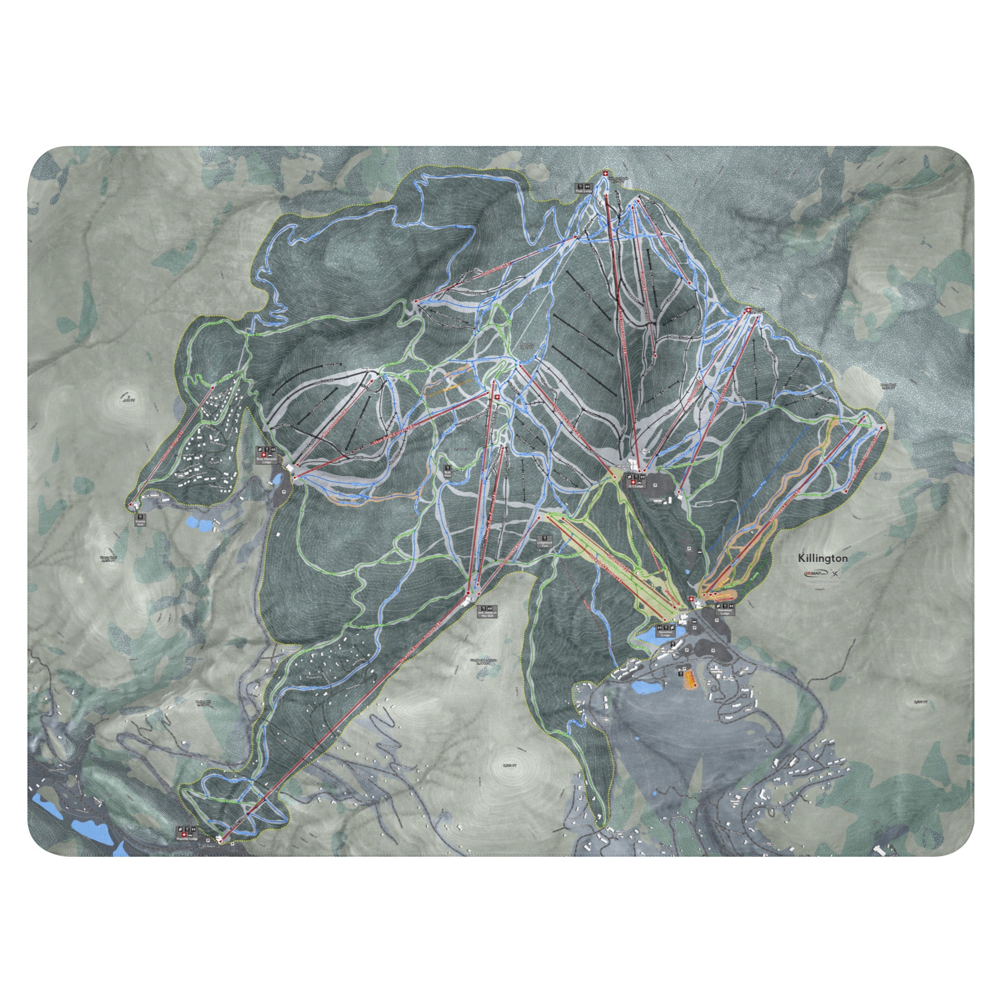 Killington, Vermont Ski Resort Map blanket