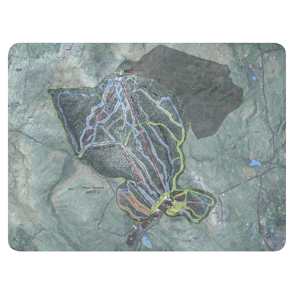 Mount Sunapee, New Hampshire Ski Resort Map blanket