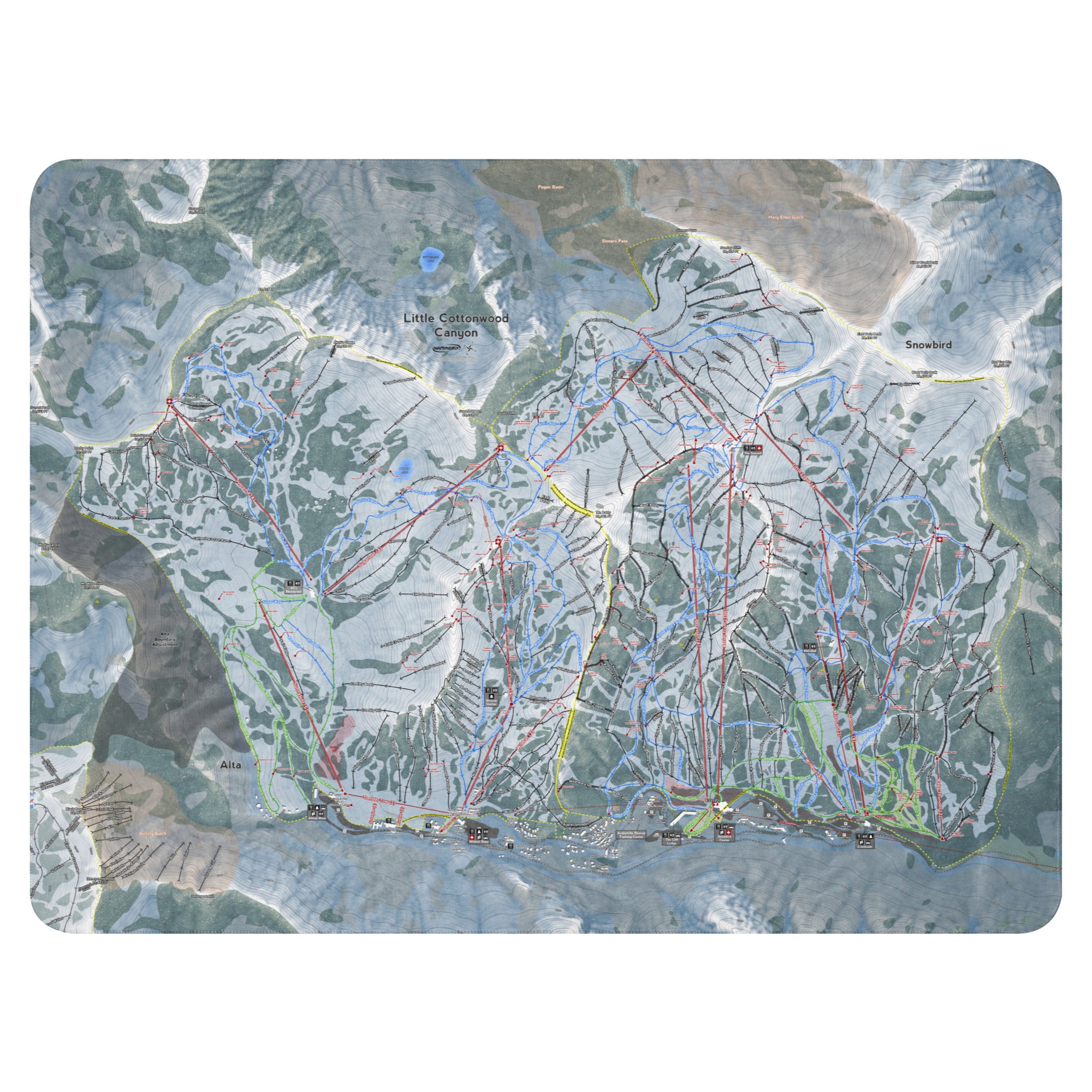 Little Cottonwood Canyon, Utah Ski Resort Map Blanket