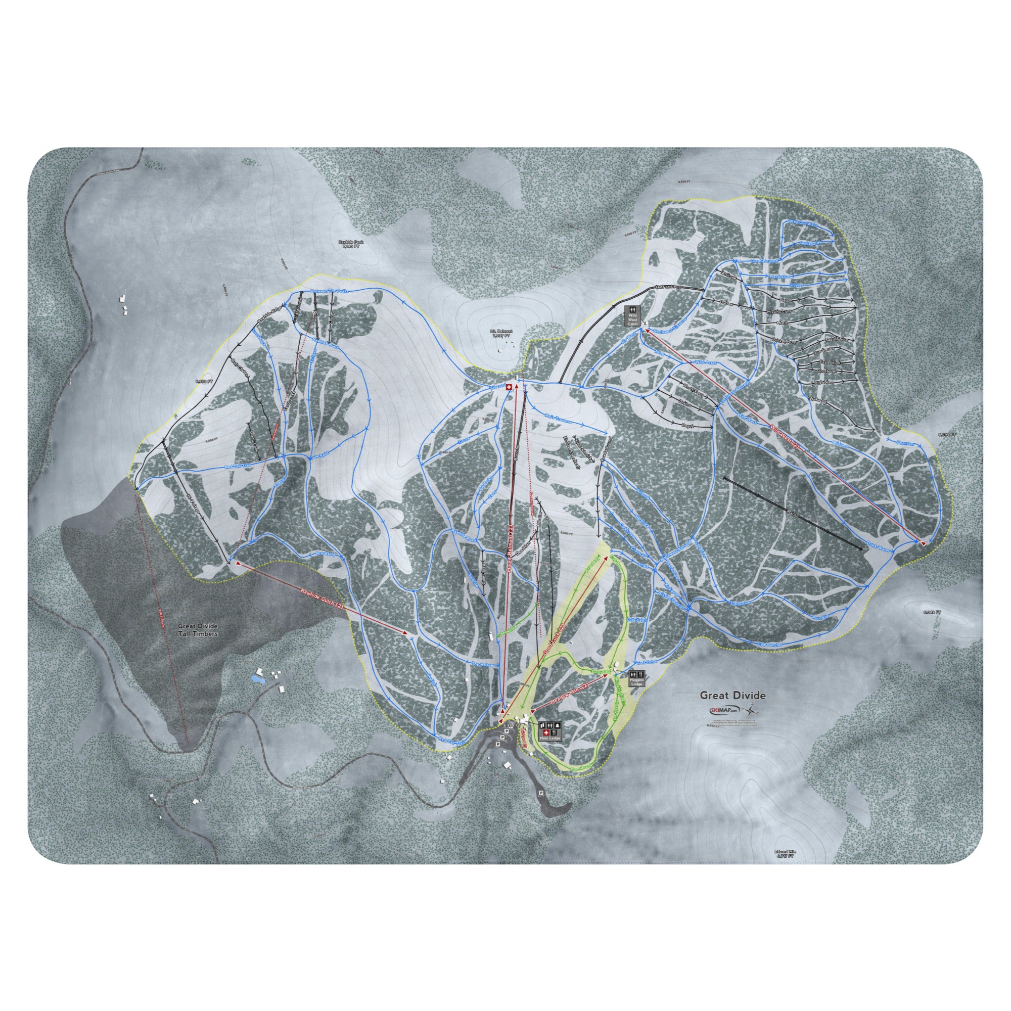 GREAT DIVIDE, MONTANA SKI RESORT MAP BLANKET