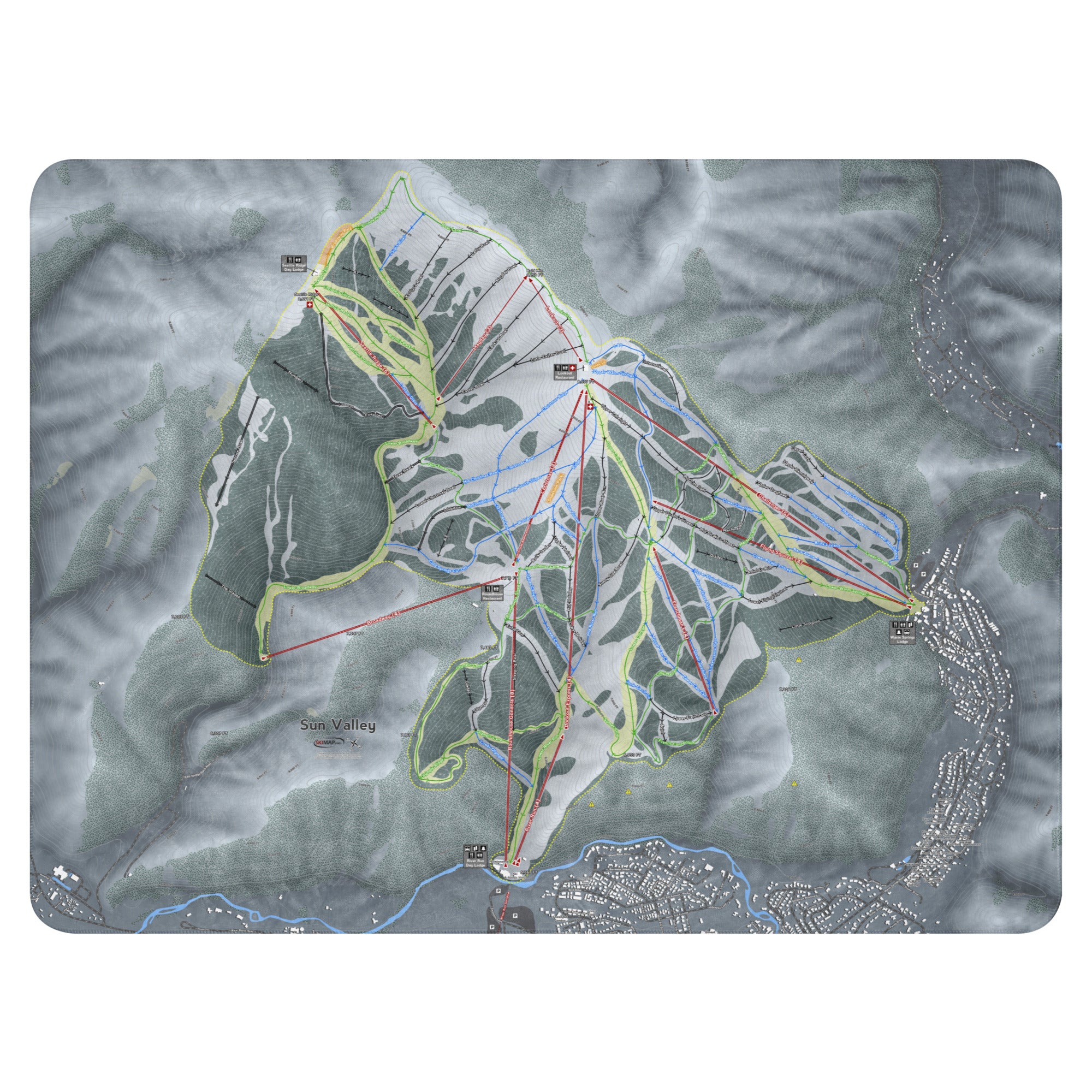 SUN VALLEY, IDAHO SKI RESORT MAP BLANKET