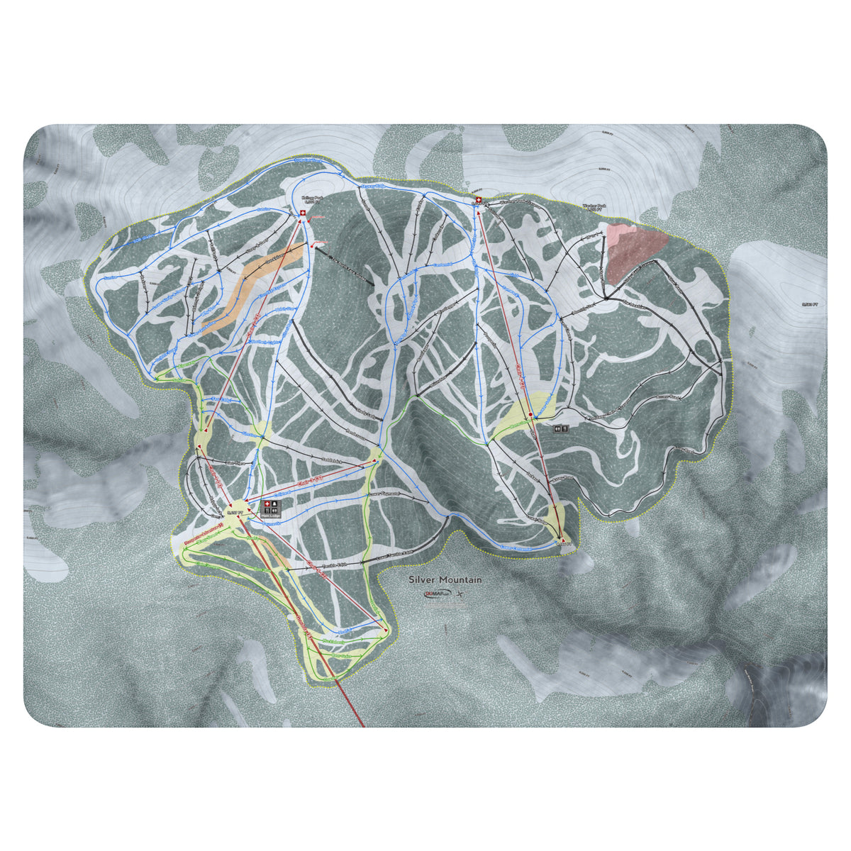 Silver Mountain, Idaho Ski Resort Map Blanket