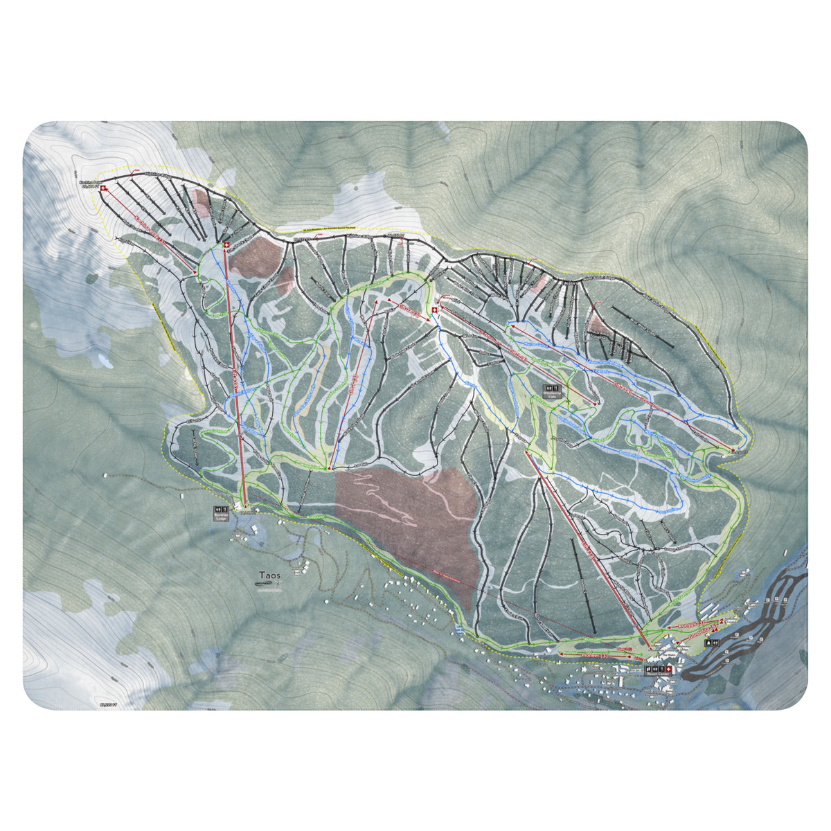 Taos, New Mexico Ski Resort Map Blanket