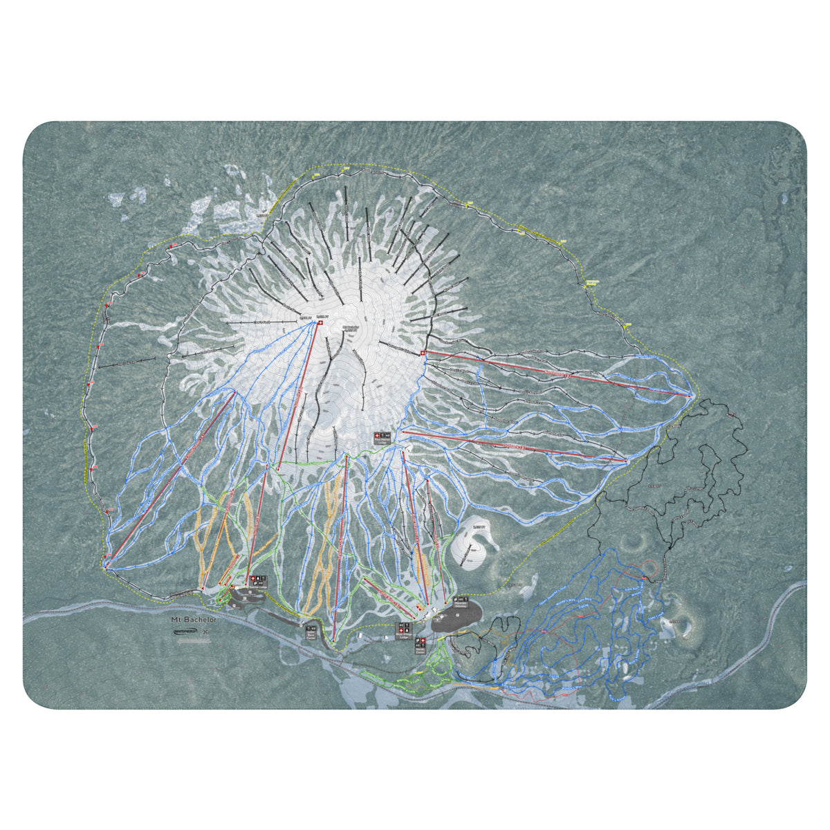 Mt Bachelor, Oregon Ski Resort Map Blanket