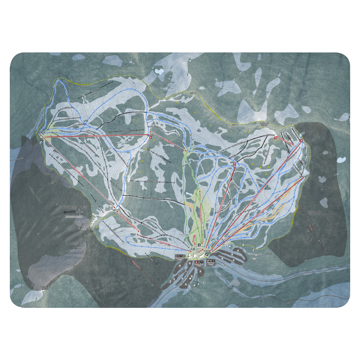 Stevens Pass, Washington Ski Resort Map Blanket