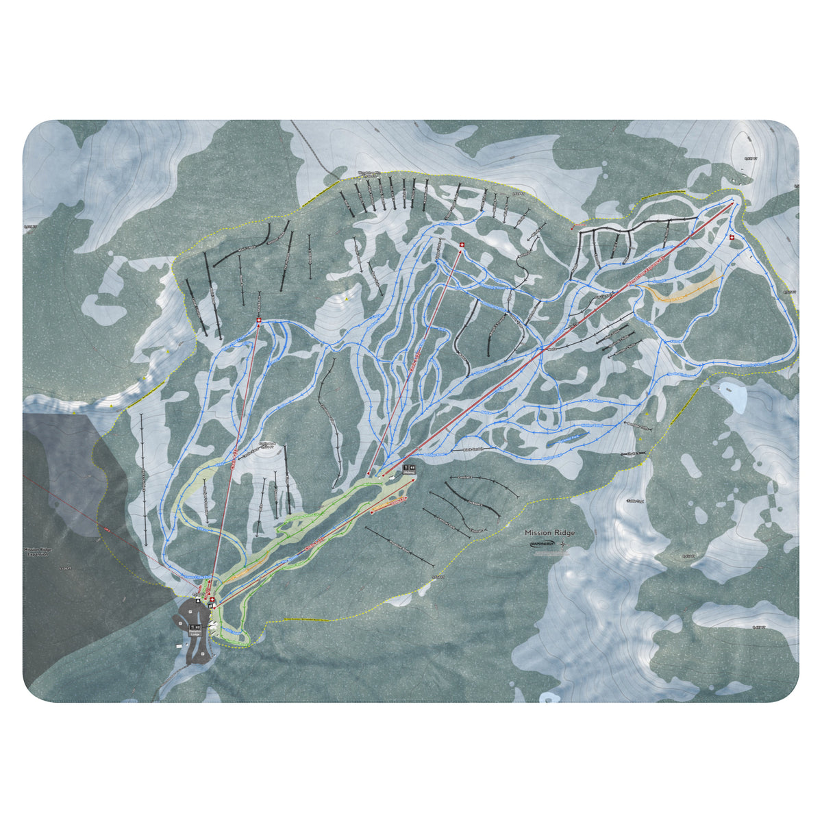 Mission Ridge, Washington Ski Resort Map Blanket