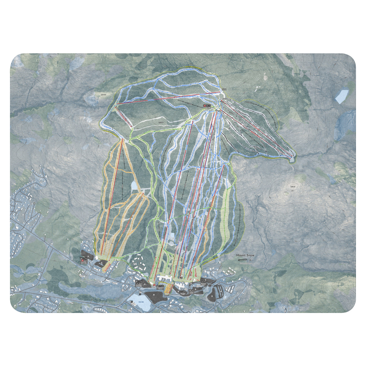 Mount Snow, Vermont Ski Resort Map Blanket