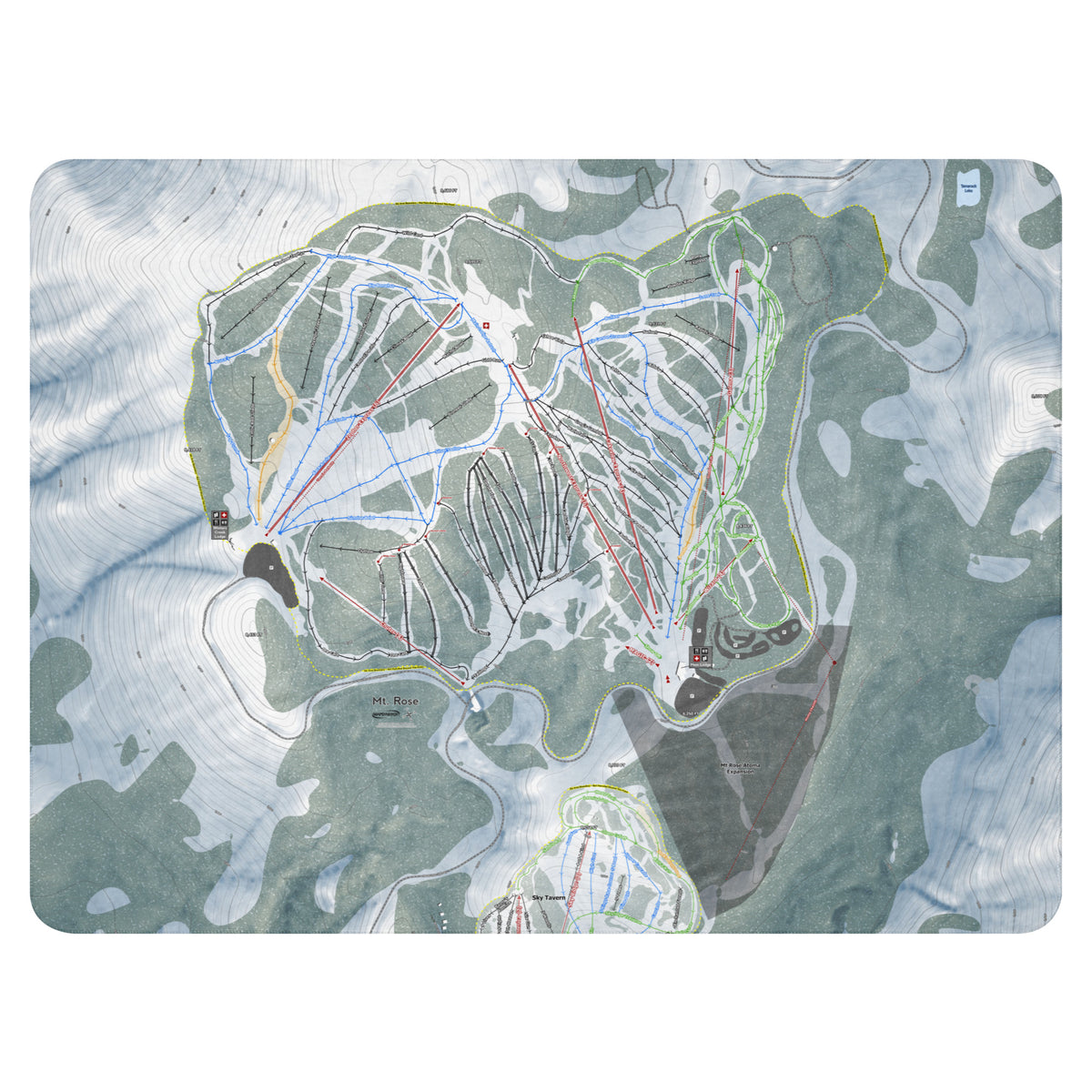 Mt Rose, Nevada Ski Resort Map Blanket