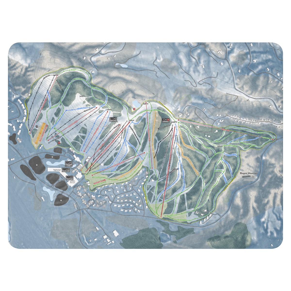 BOYNE MOUNTAIN, MICHIGAN SKI RESORT MAP BLANKET