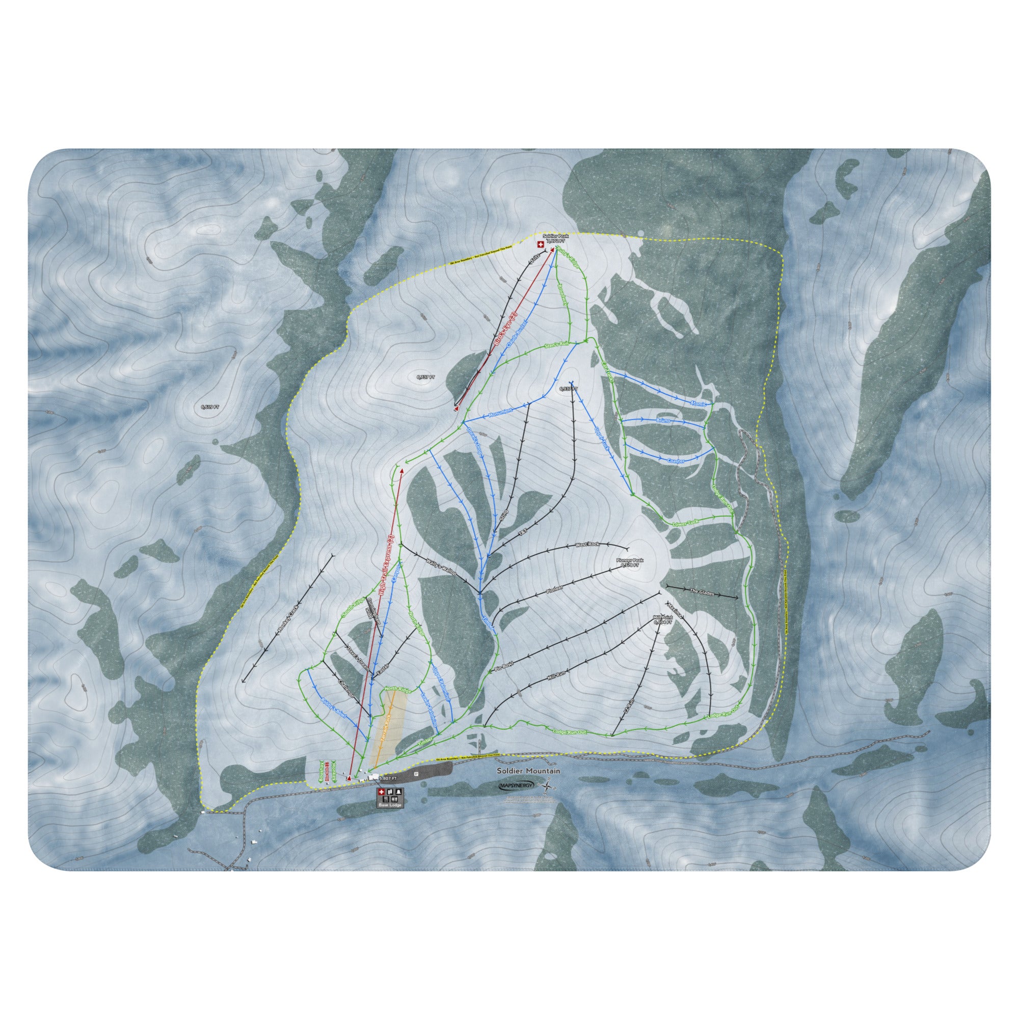 SOLDIER MOUNTAIN, IDAHO SKI RESORT MAP BLANKET