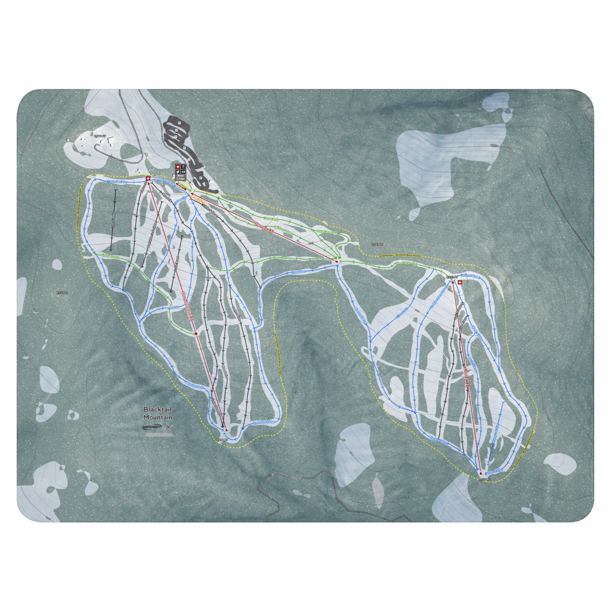 BLACKTAIL, MONTANA SKI RESORT MAP BLANKET