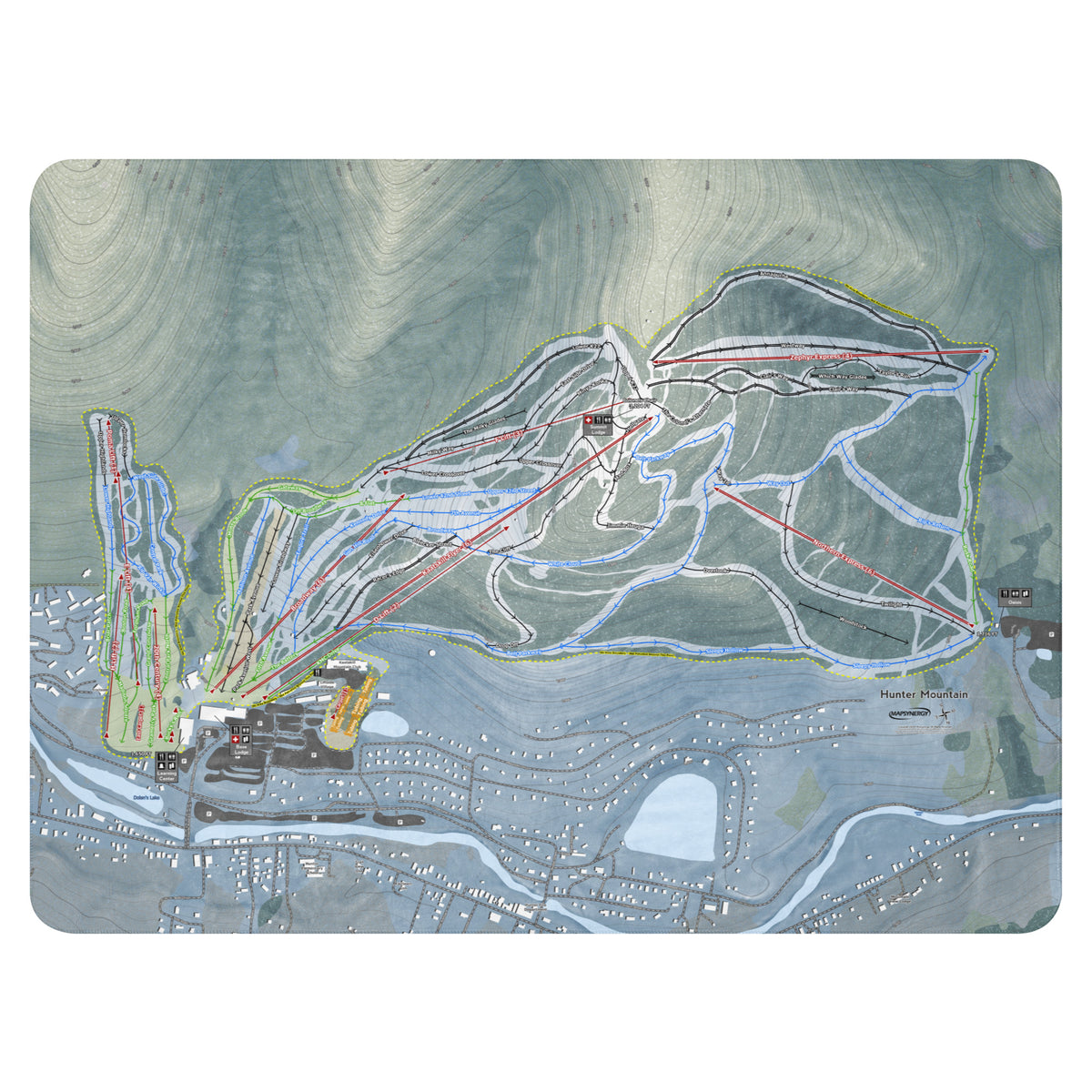 HUNTER MOUNTAIN, NEW YORK SKI RESORT MAP BLANKET