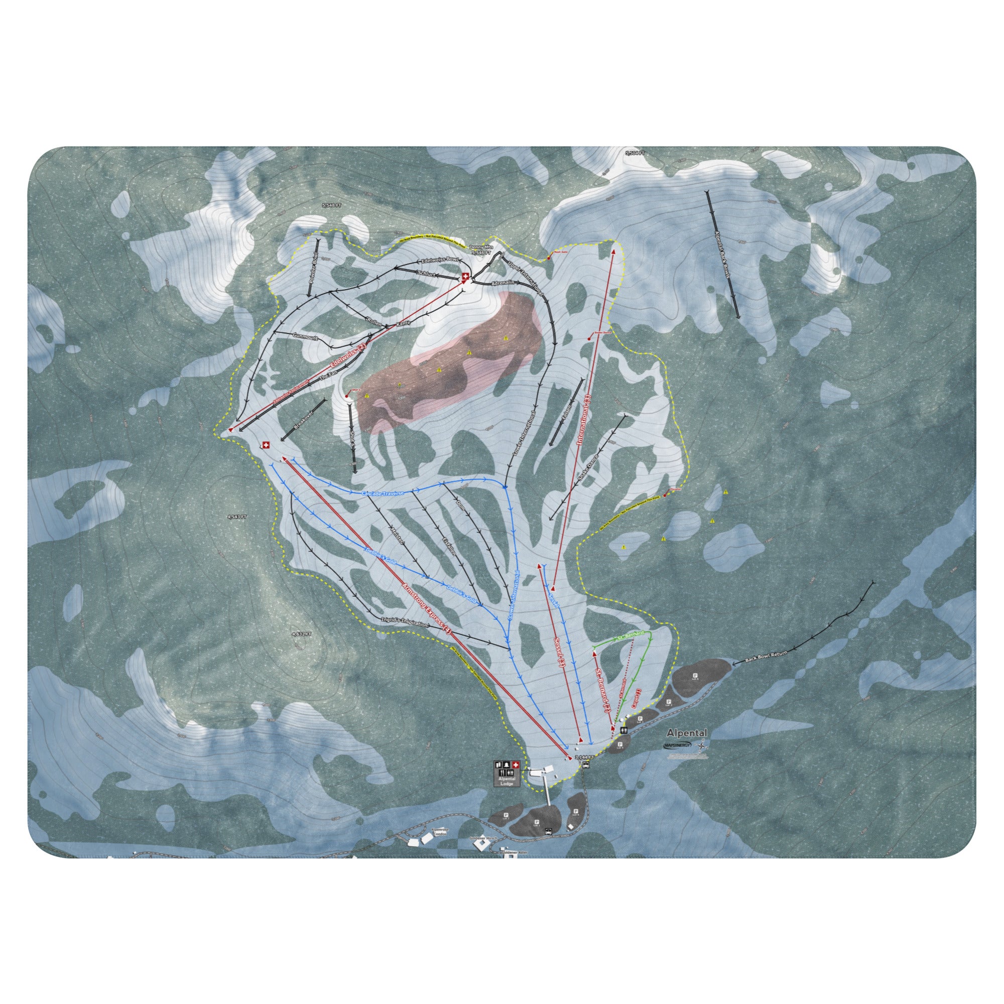 Alpental, Washington Ski Resort Map Blanket