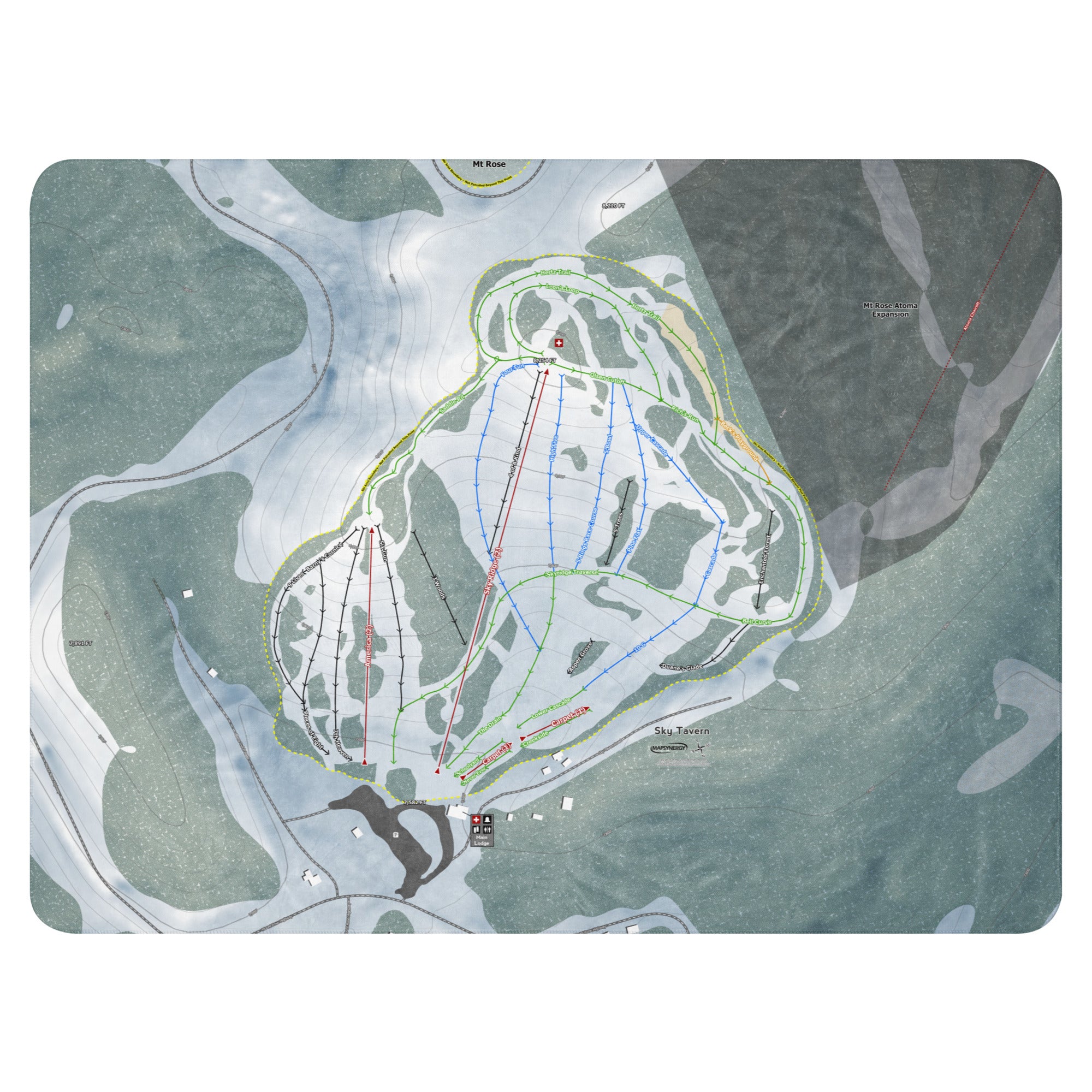 Sky Tavern, Nevada Ski Resort Map Blanket