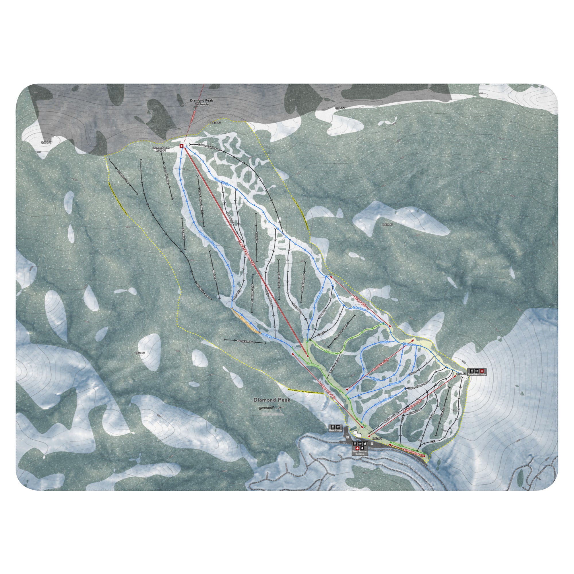 Diamond Peak, Nevada Ski Resort Map Blanket