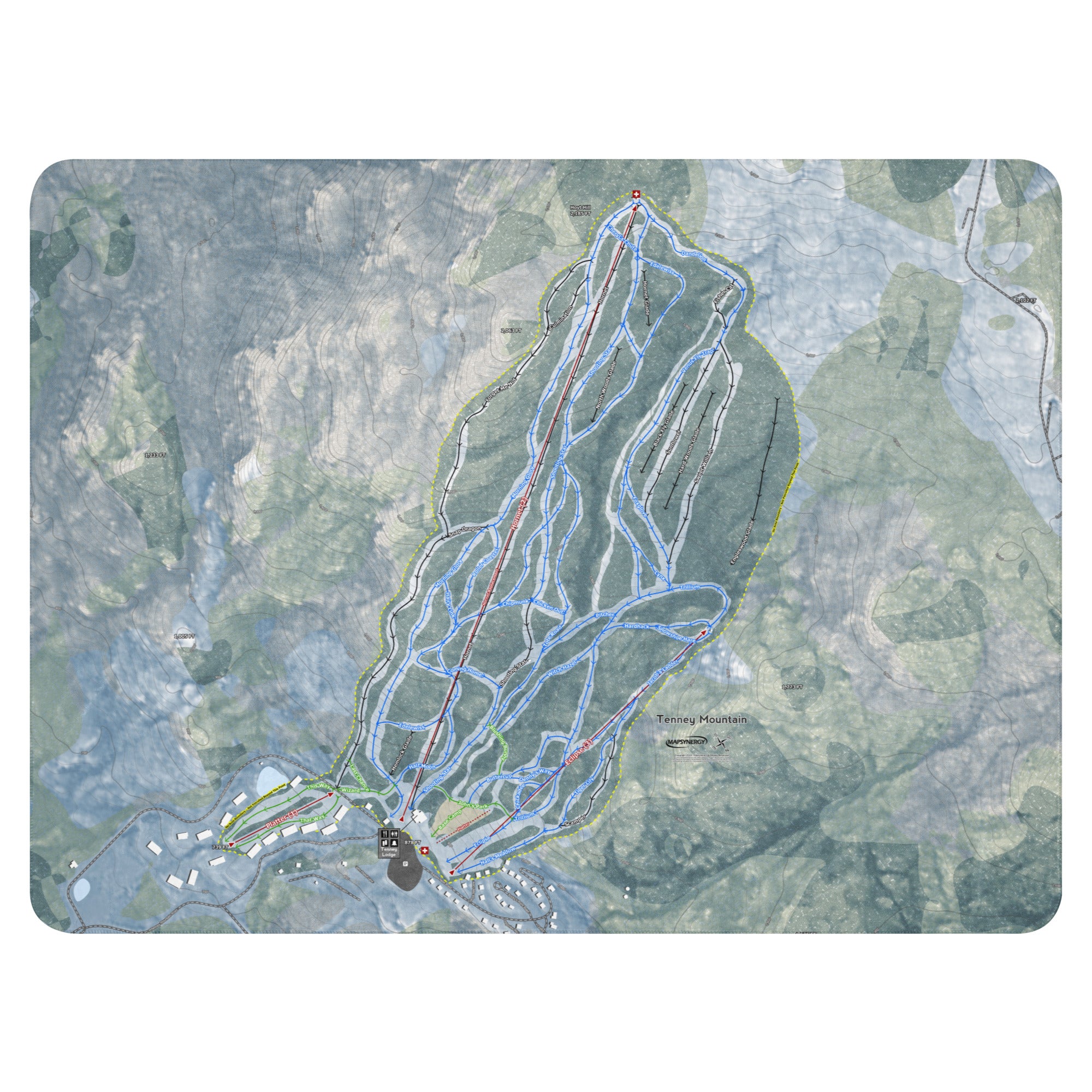 Tenney Mountain, New Hampshire Ski Resort Map Blanket