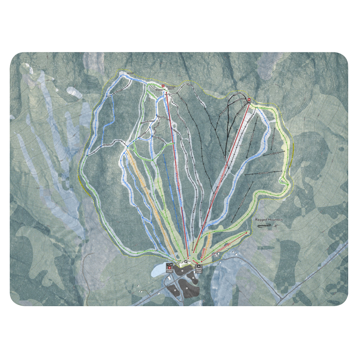 Ragged Mountain, New Hampshire Ski Resort Map Blanket