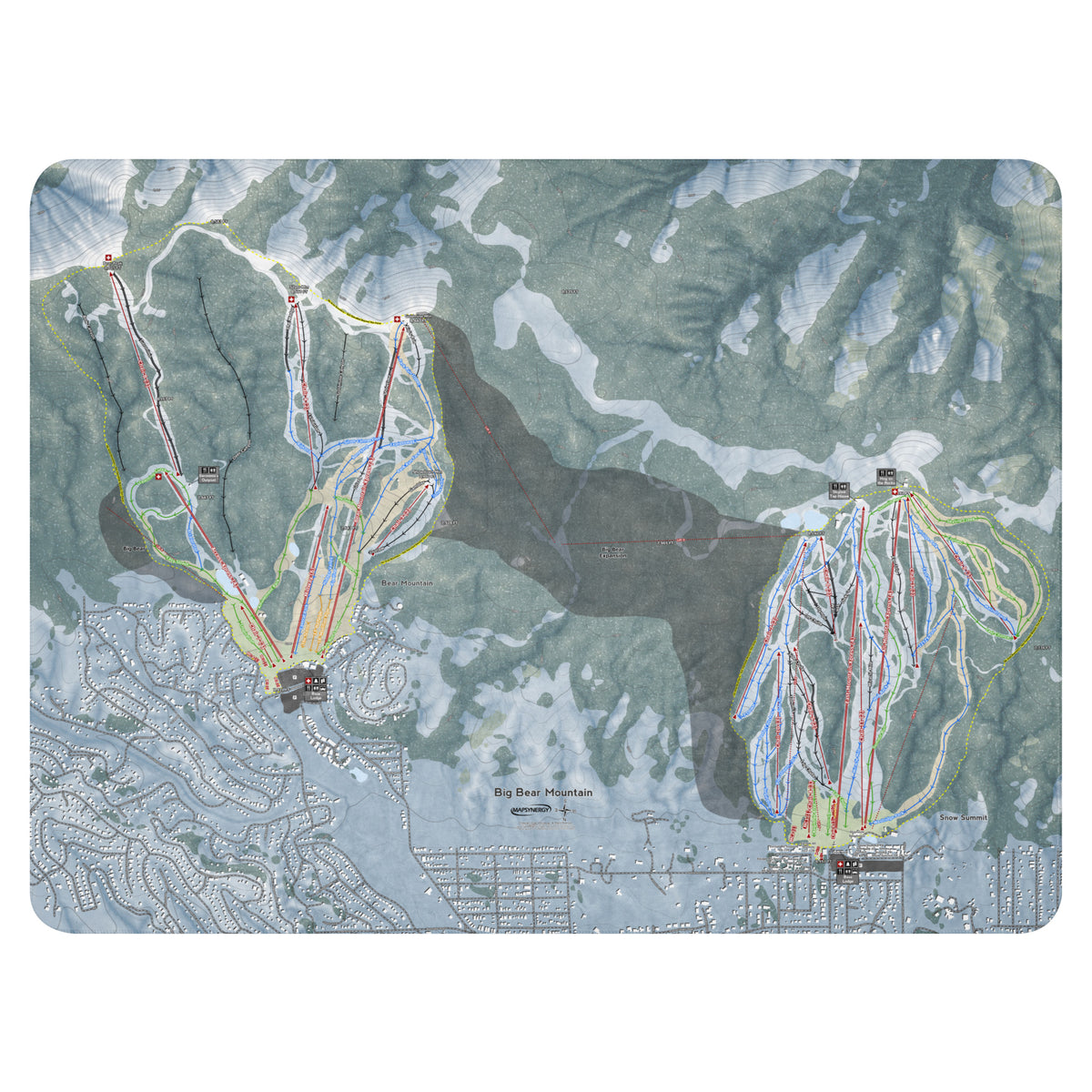 Big Bear Mountain, California Ski Resort Map Blanket