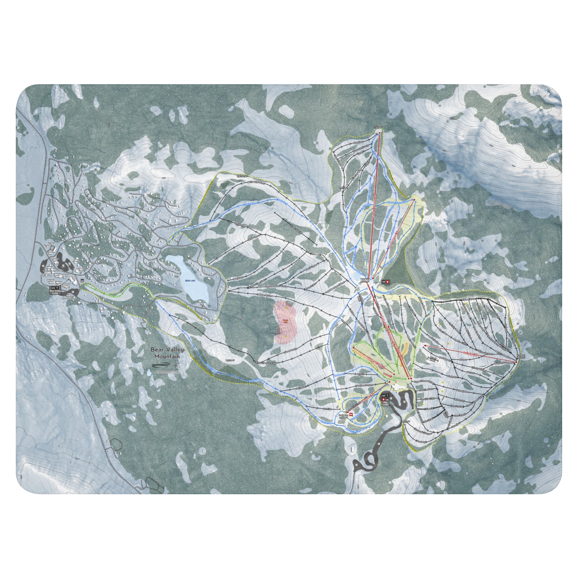 Bear Valley Mountain, California Ski Resort Map Blanket