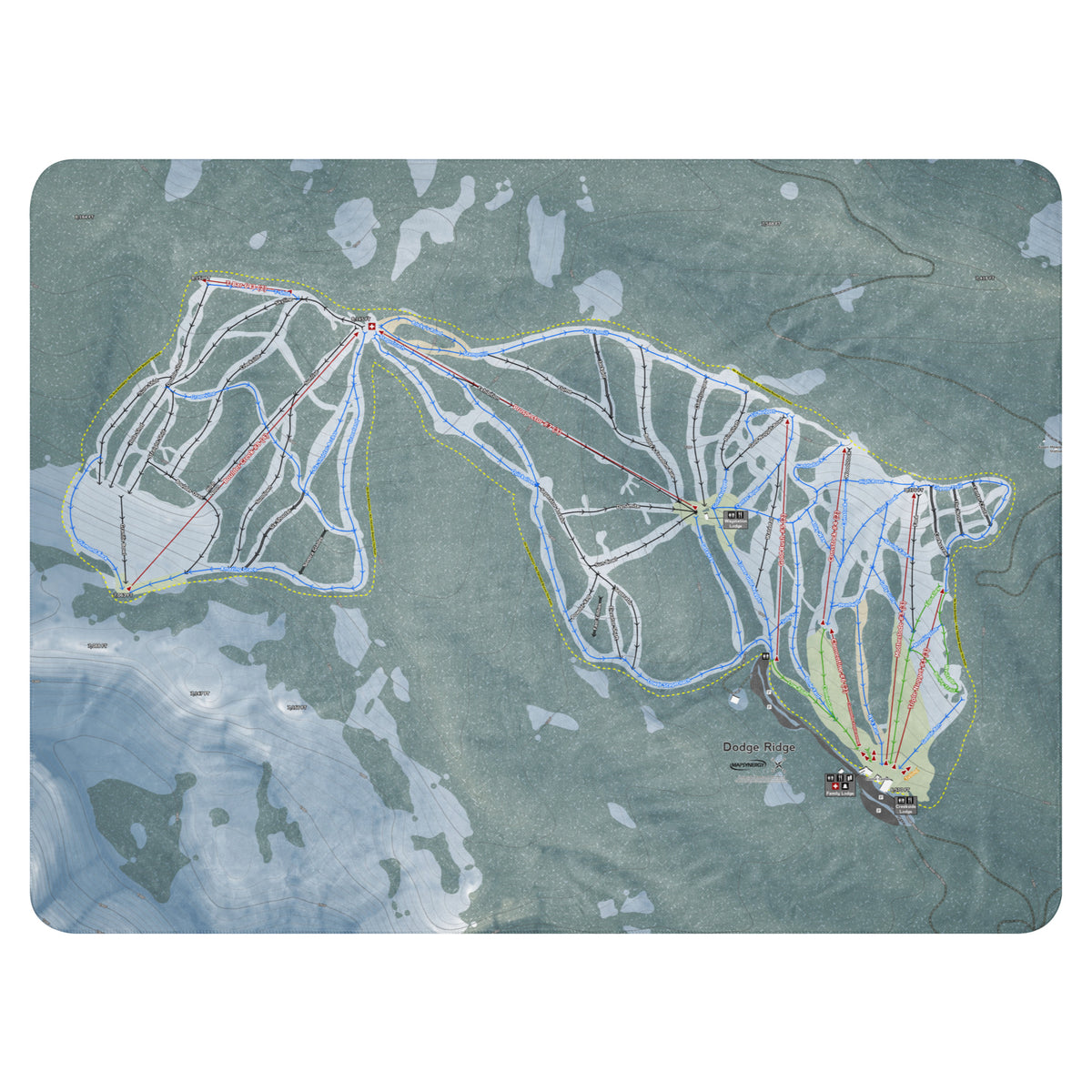 Dodge Ridge, California Ski Resort Map Blanket