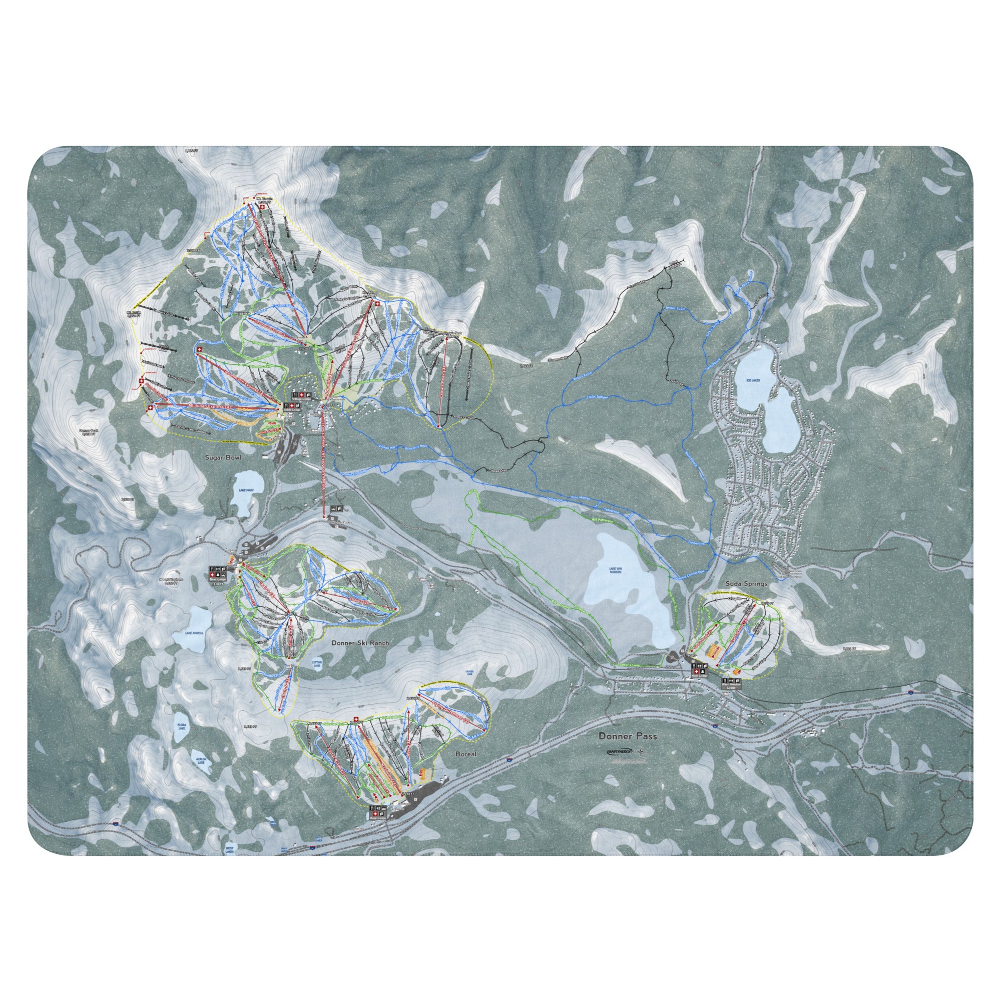 Donner Pass, California Ski Resort Map Blanket